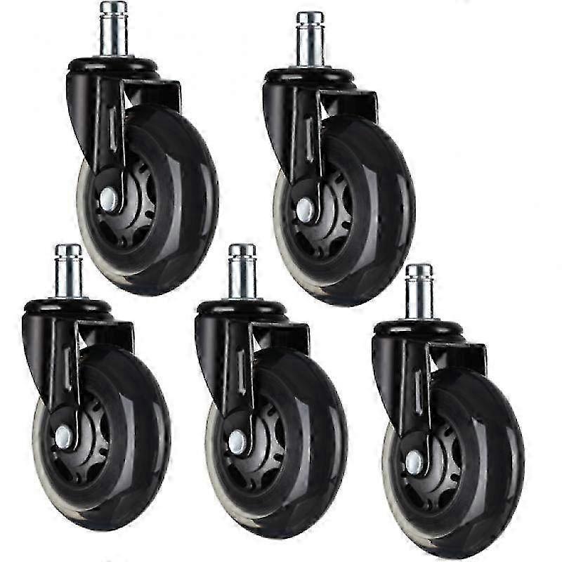 Set of 5 Ultra-Quiet Office Chair Casters - 360�� Rotation Wheels for Hard Floors & Carpets with 250kg Load Capacity