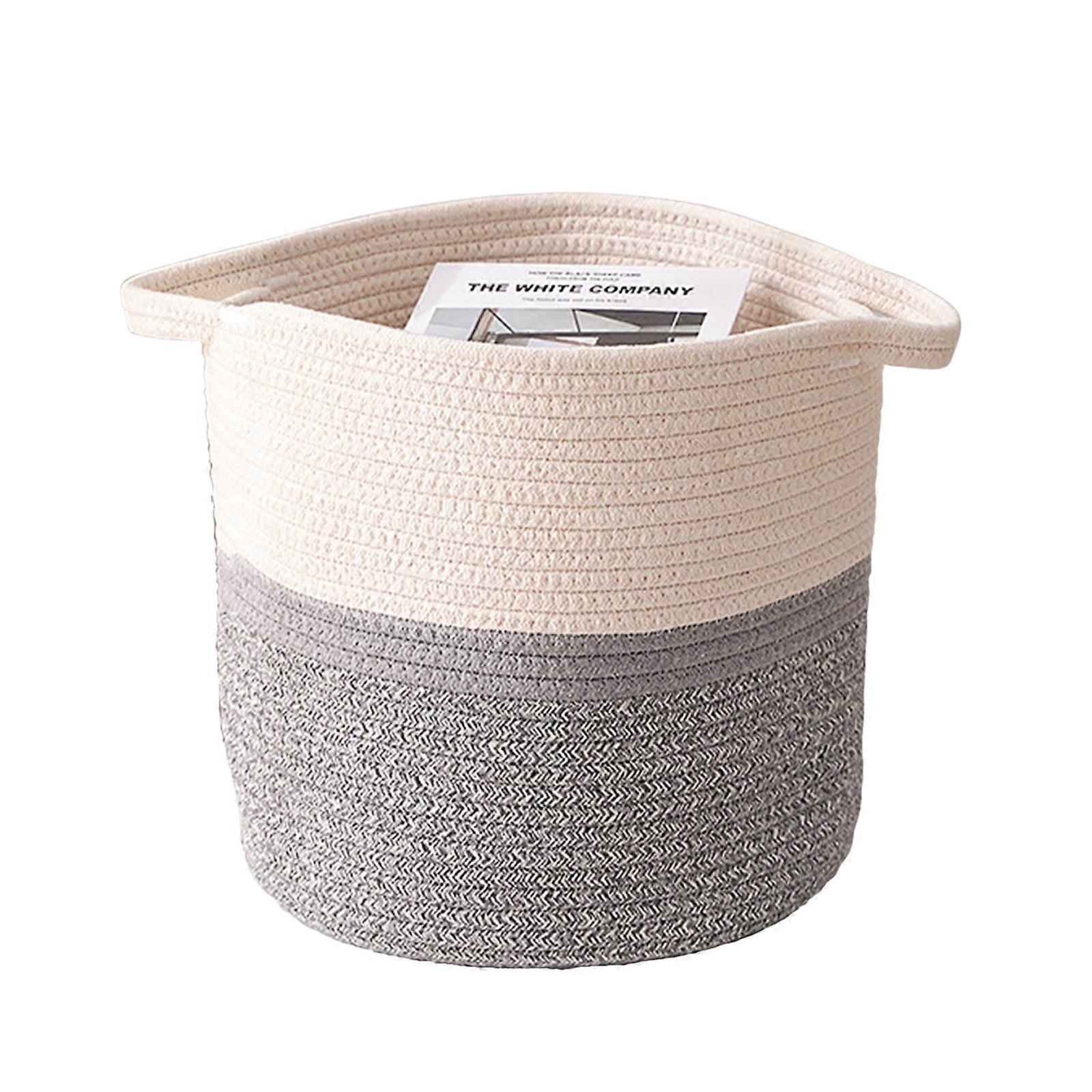 Braided Cotton Basket Stylish and Durable Portable Large Container Round Cube Bathroom Foldable Machine Washable Durable