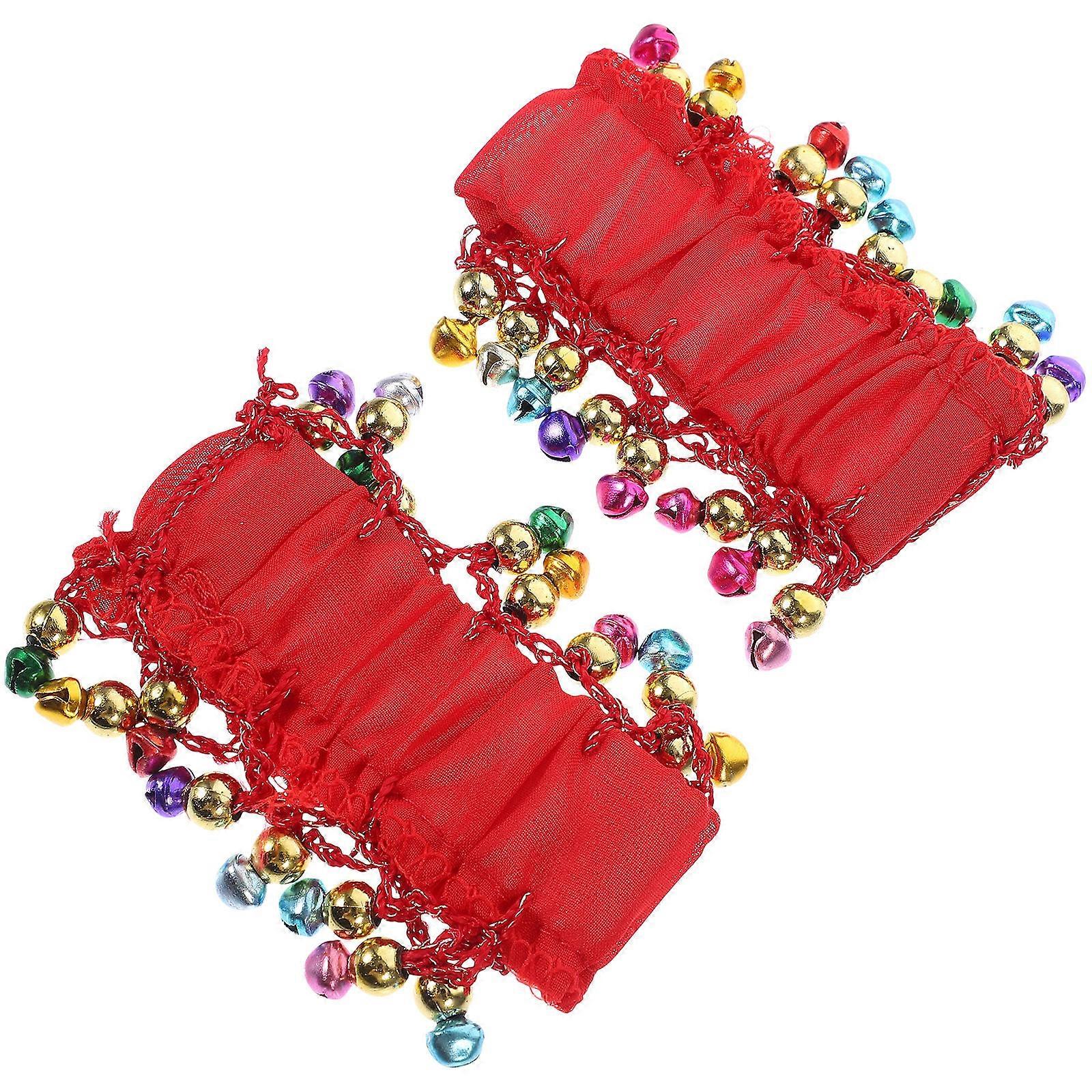 Belly Dance Wrist Cuff Dance Bracelets Costume Accessories For Women With Red Color And Decorative Function 1 Pair