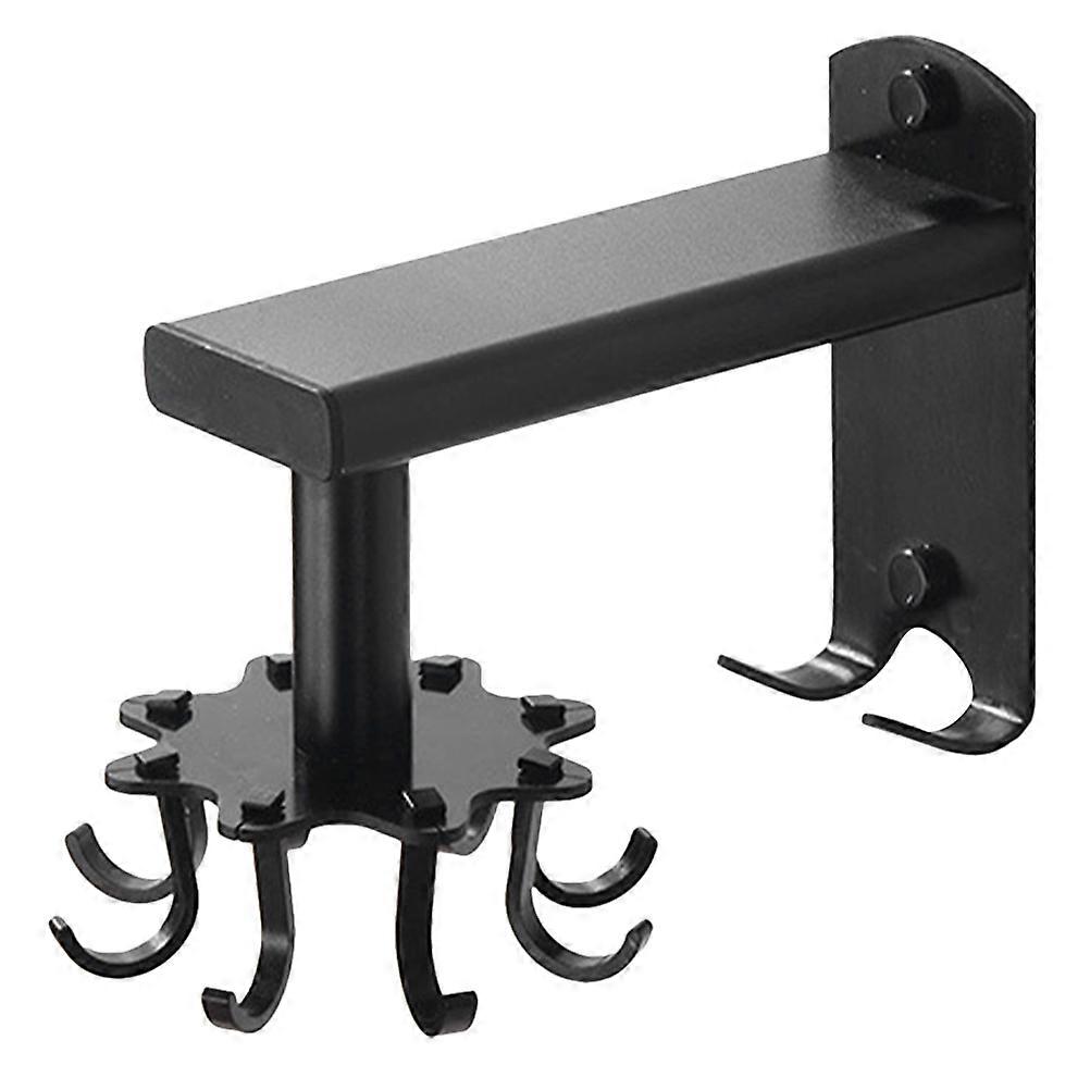 Rotating Kitchen Hanger 1 Set Practical Design 8-Claw Wall Mount Storage Black Material Kitchen Utensils Holder