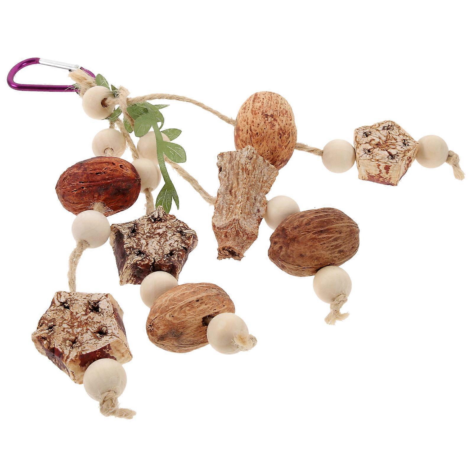 Natural Wooden Foraging Toy - Hanging Bird Chew Toy With Pinecone For Parrots, Cockatiels, Conures, And Budgies, Multi-Color, 9.05 Inches, Easy To