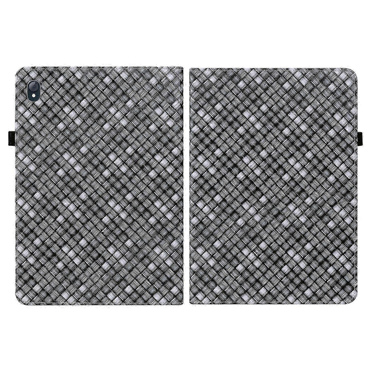 Tablet Case For Lenovo Tab K10 Color Weave Leather Tablet Case with Holder(Black)