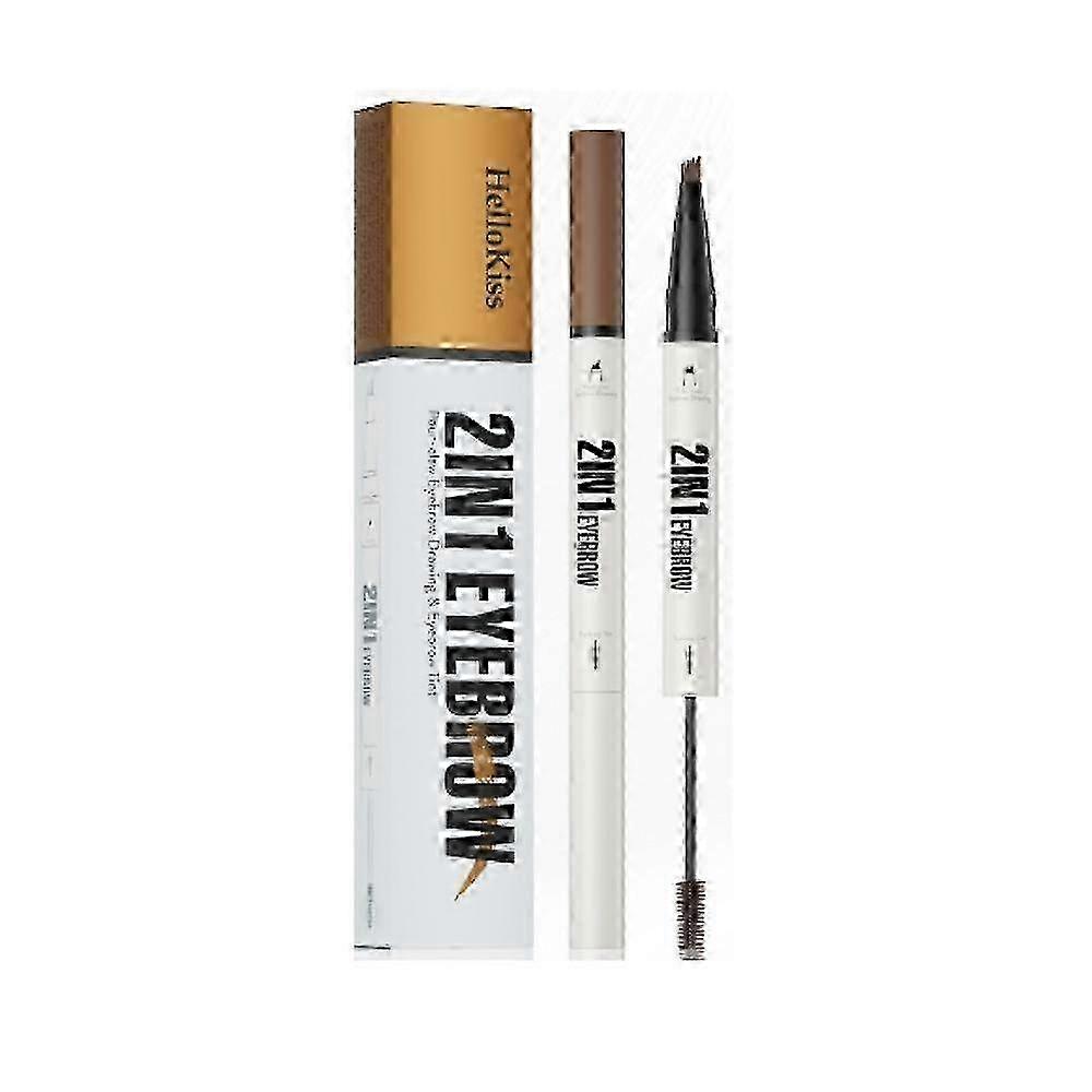 2-in-1 Eyebrow Pencil with Gel,3D Microblading Eyebrow Pen with 4 Tip & Brush