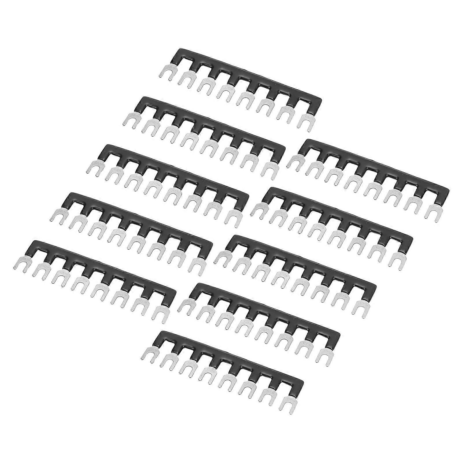 10Pcs Terminal Strip 400V 25A Red Copper Flame Retardant PVC Fork Type Terminal Blocks for Appliance Industry Power TB 2508(8 Positions) 