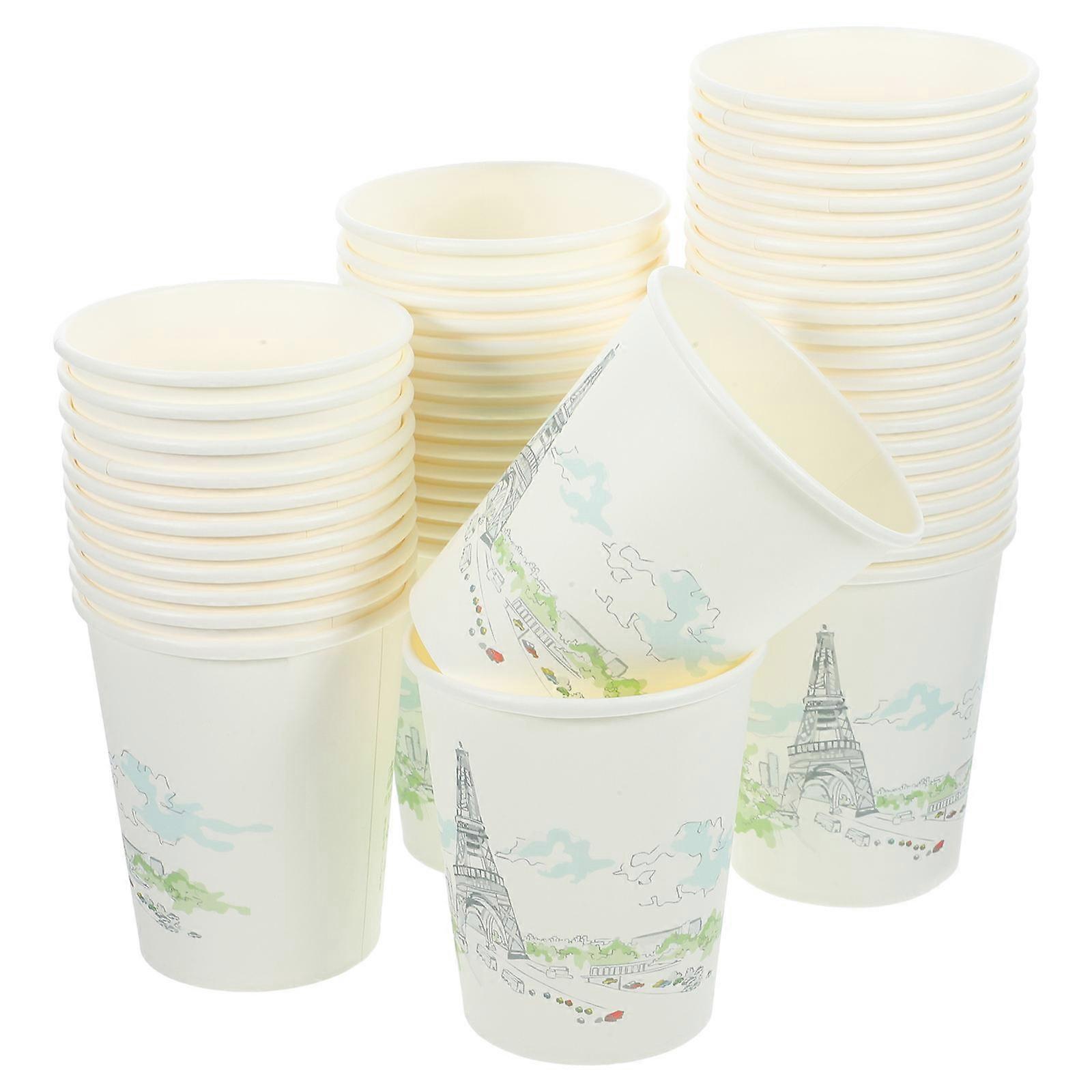 White Disposable Paper Cups for Parties Elegant and Stylish with Premium Quality 50pcs