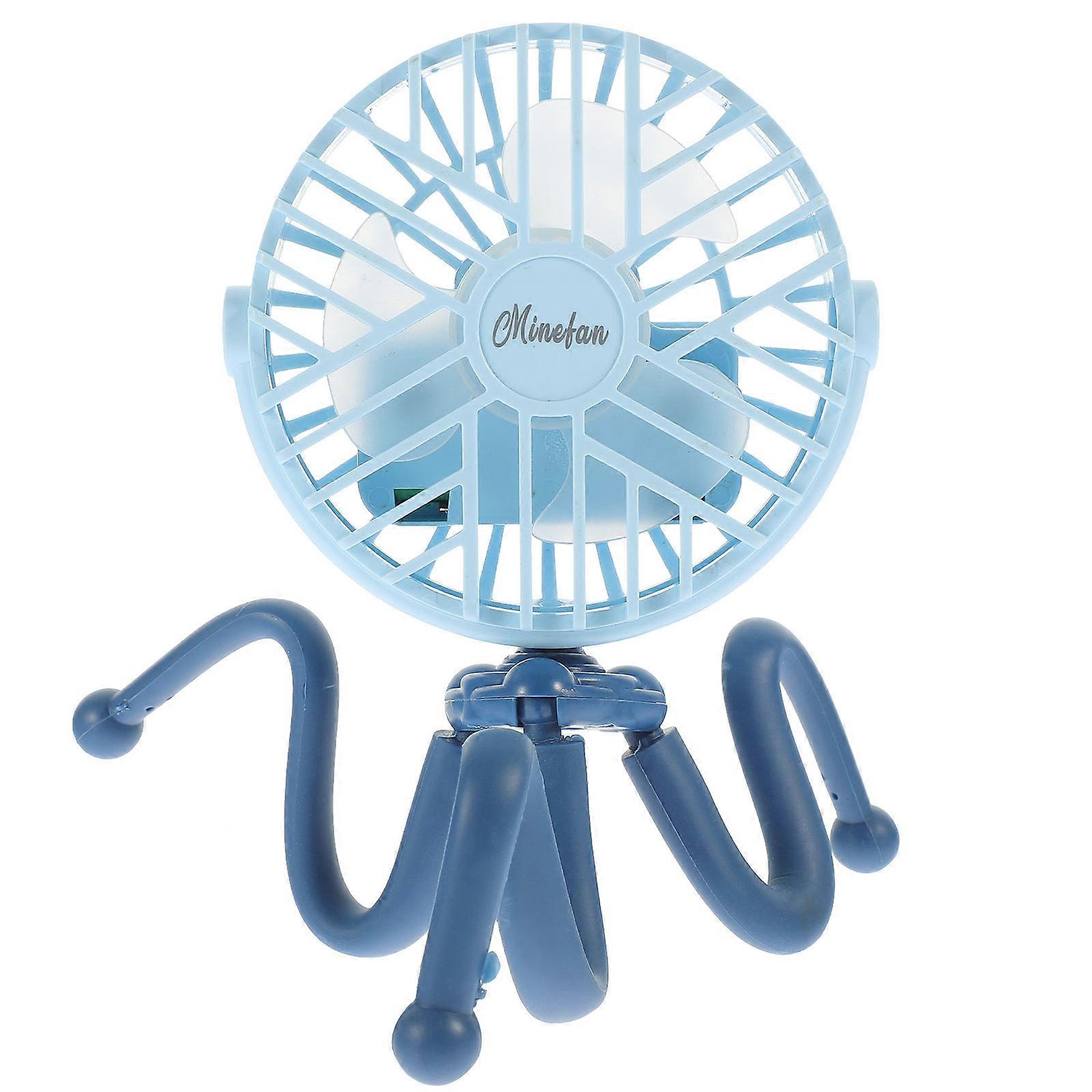 Portable USB Desktop Fan for Baby Stroller Made of Abs Blue with Adjustable Directions 1Pcs