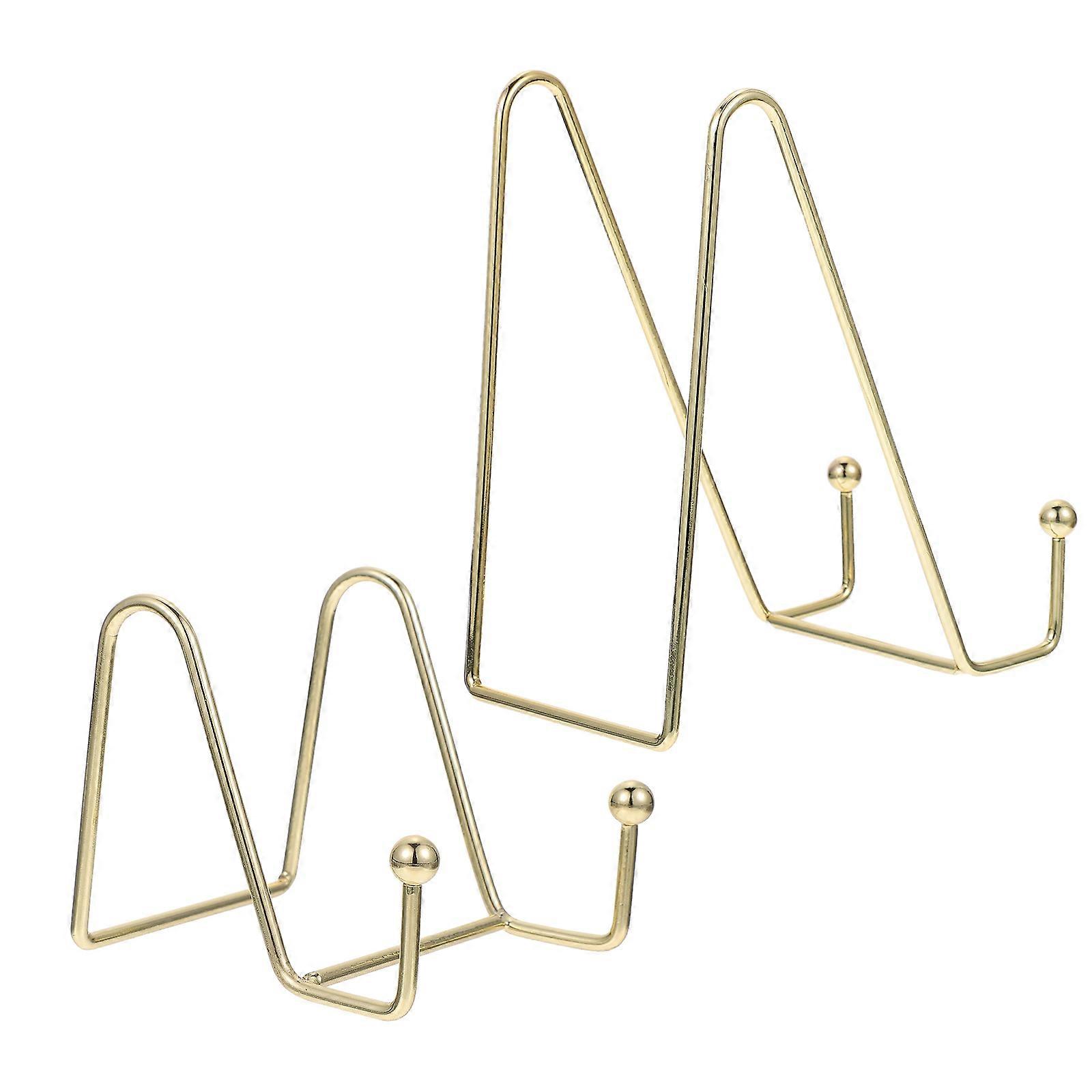 Plate Display Holder 2Pcs Stable Photo Holder Desktop Decorations Golden Simple Design 8x13x15cm