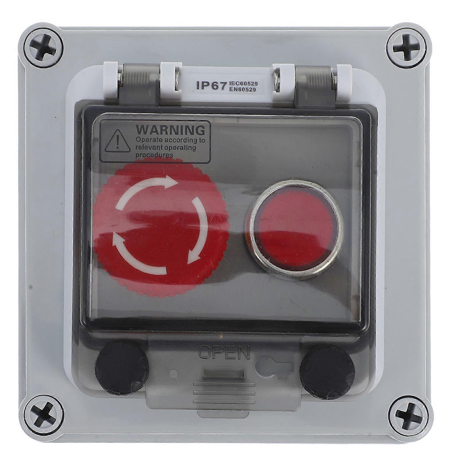 Emergency Stop Push Button Switch Box with Control Knob, Outdoor Protection Cover for Safe Function Control