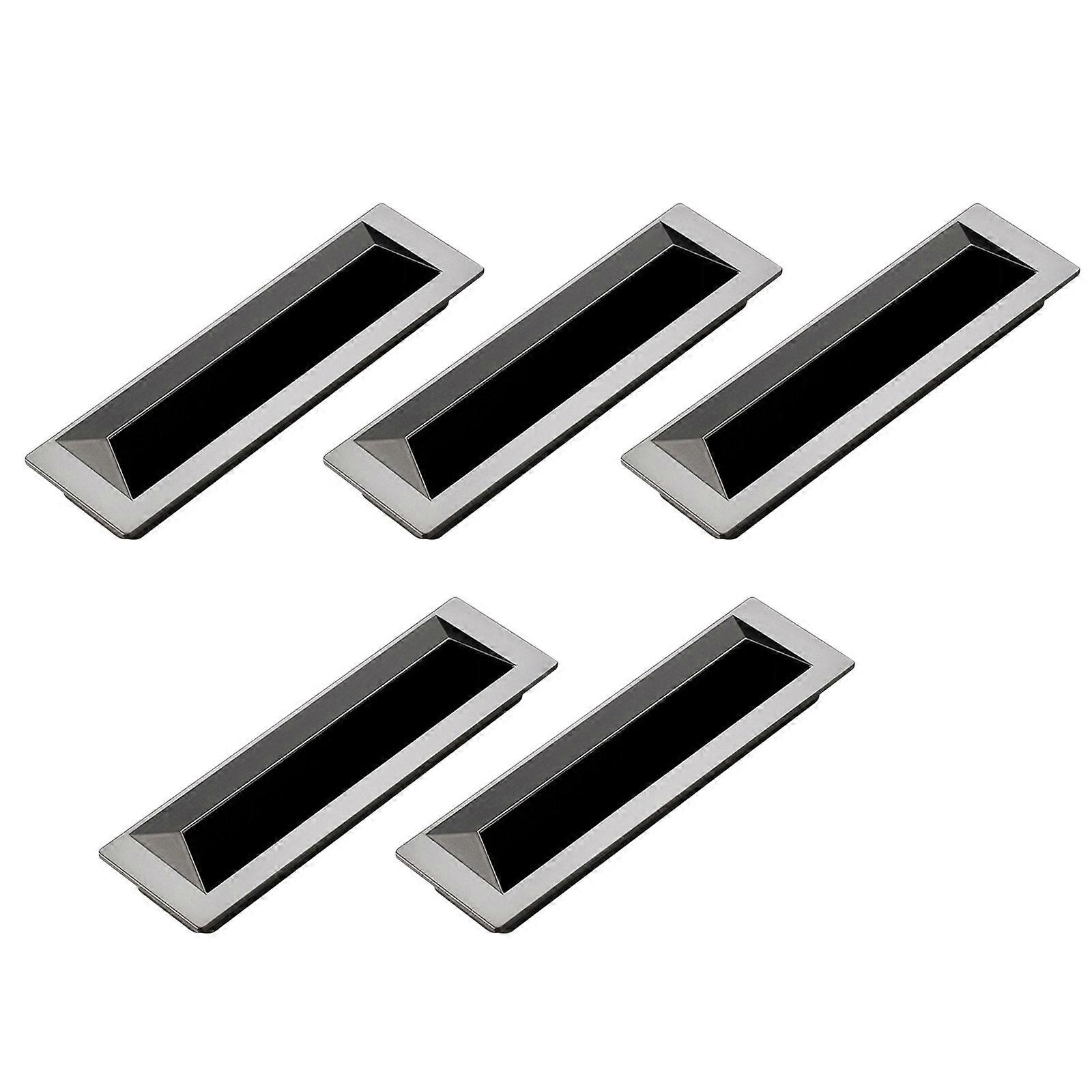 Black Zinc Alloy Pull Handle for Home Use Durable Easy to Install Fits Drawers Cabinets 5 Pieces
