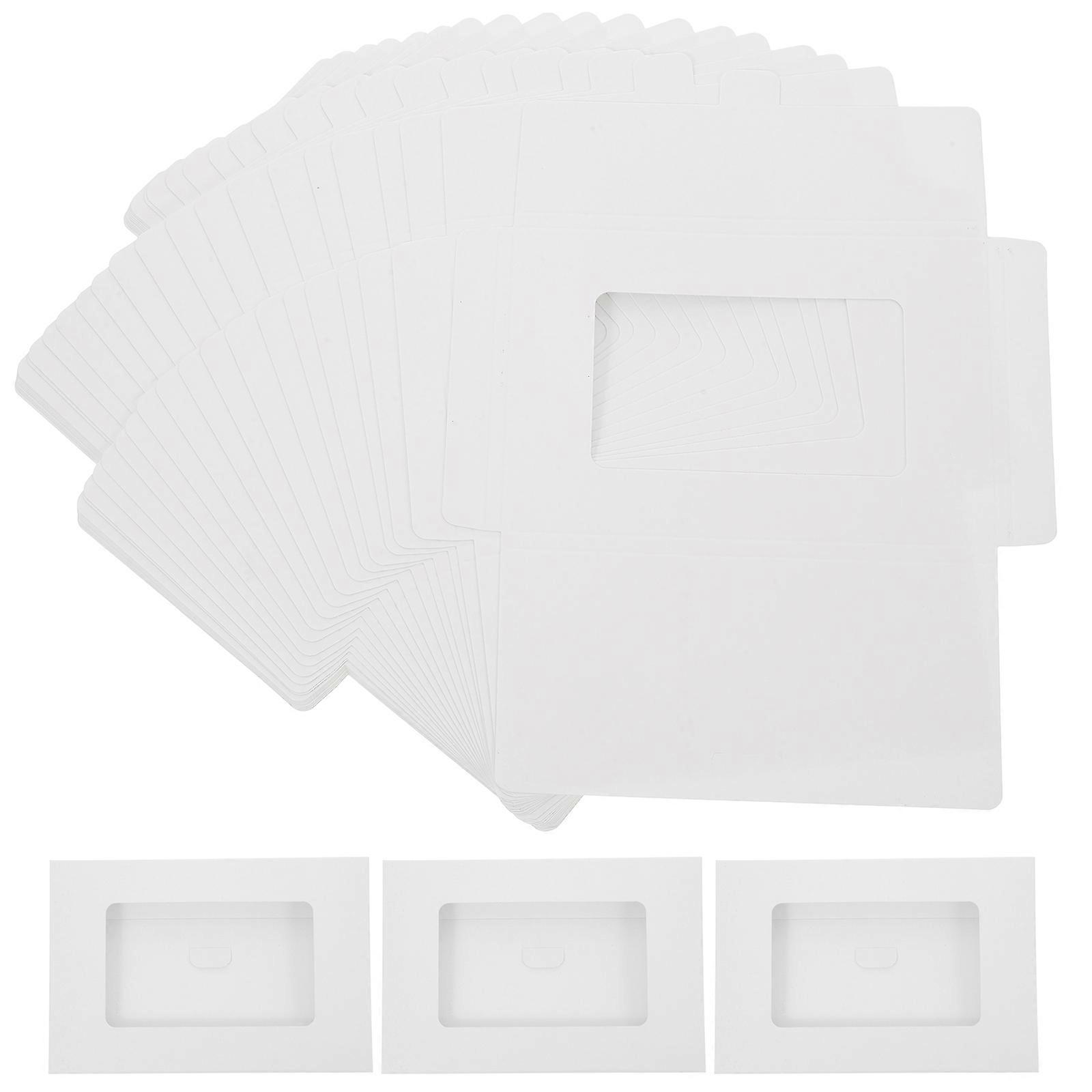 White Postcard Frame Cardboard Box for Letters 30Pcs Full Face Window Envelopes