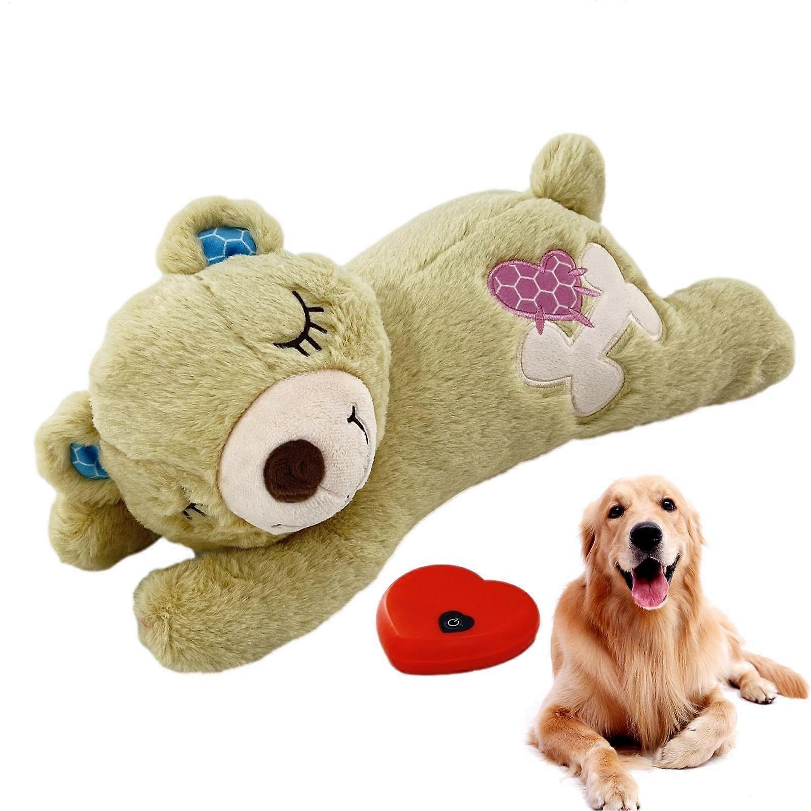 Puppy toy with heartbeat  Soothing plush bear dog toy, removable, comfortable batteryoperated toy
