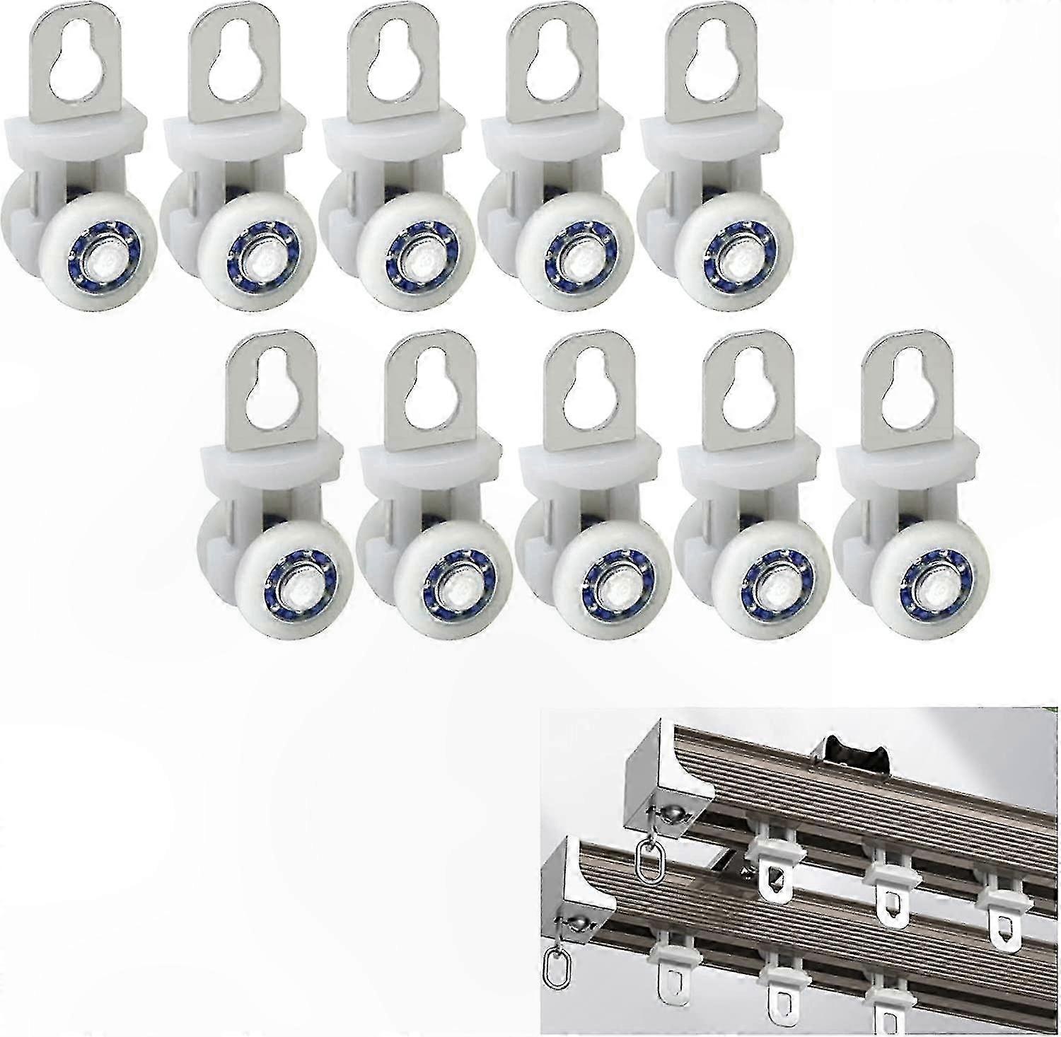 Metal Curtain Rails with Gliding Rollers, Silent Draper Rail System, Set of 10