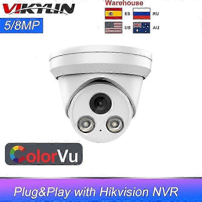 Vikylin 8MP 5MP Dome Hikvision Compatible ColorVu IR IP Camera Built-in MIC Security Surveillance Camera Plug&Play with HIK NVRSecurity Monitors & Re