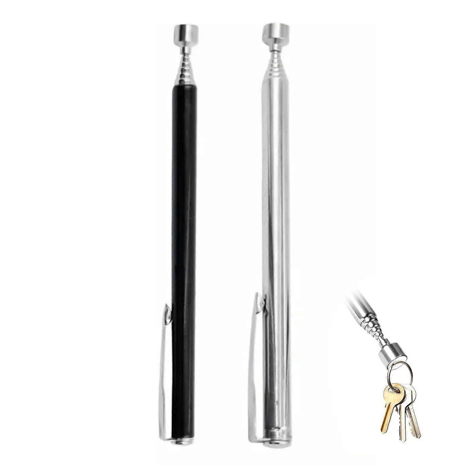 Telescopic Magnetic Gripper Set Of 2 With Pocket Clip Pickup Tool Extendable Rod For Screws Nuts Keys And Metal Parts