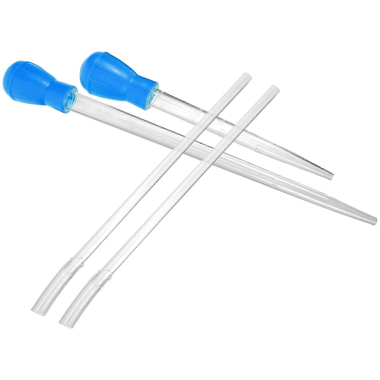 2pcs Fish Tank Siphon Pump with Extension Tubes, Aquarium Vacuum Cleaner for Fish and Turtle Tanks, Blue