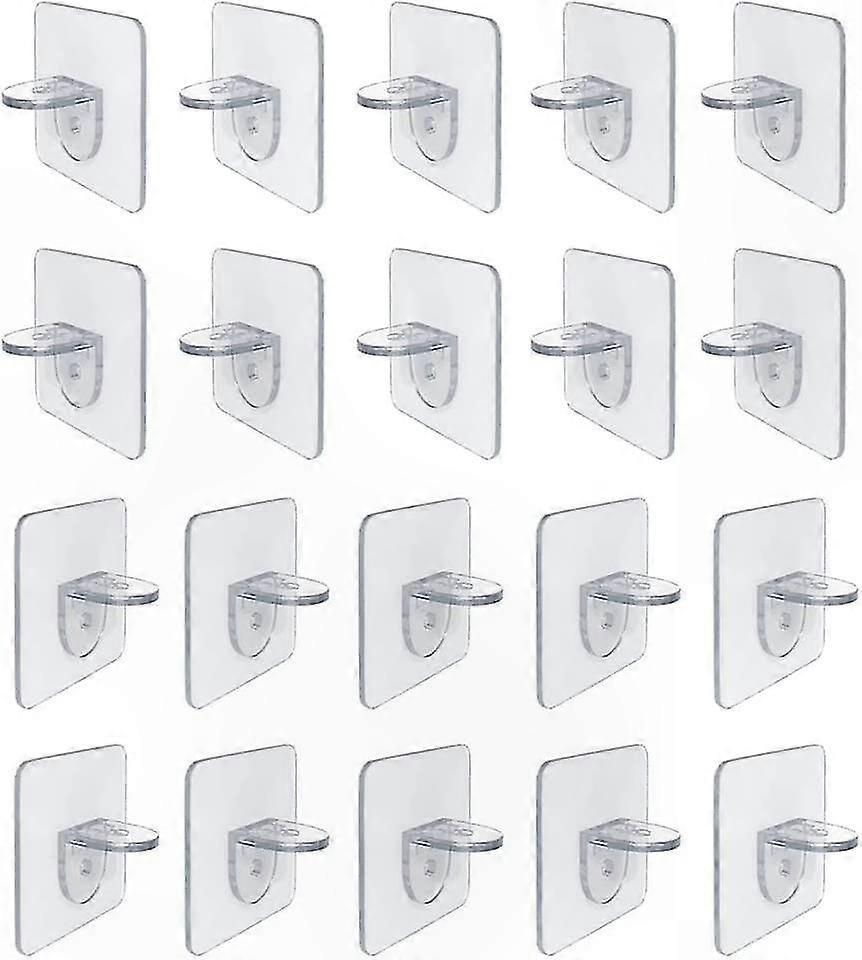 20-Pack Adhesive Shelf Pegs, Glass Shelf Support Hooks, Cabinet and Cupboard Dividers, Durable Paste-On Fixtures for Shelving Layers