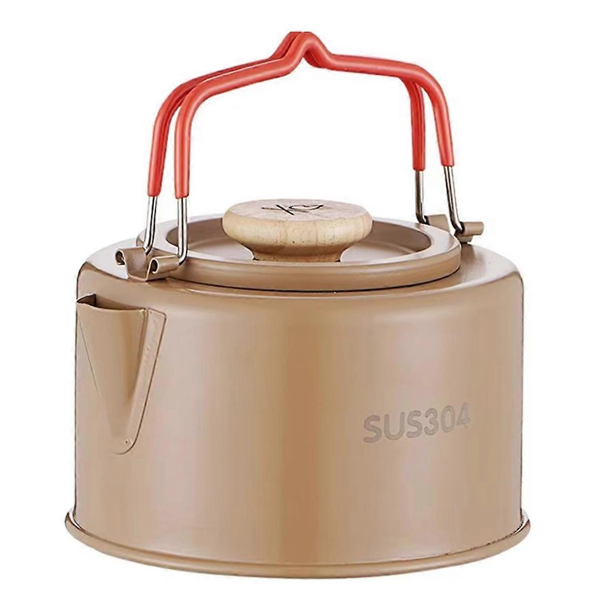 Bollitore da campeggio portatile da 1100 ml - Manico resistente al calore, marrone