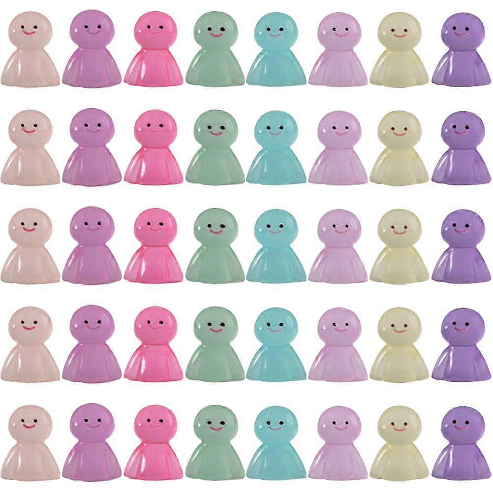40pcs Glow In The Dark Sunny Doll Resin Tiny Noctilucent DIY Bonsai Sunny Doll Decors