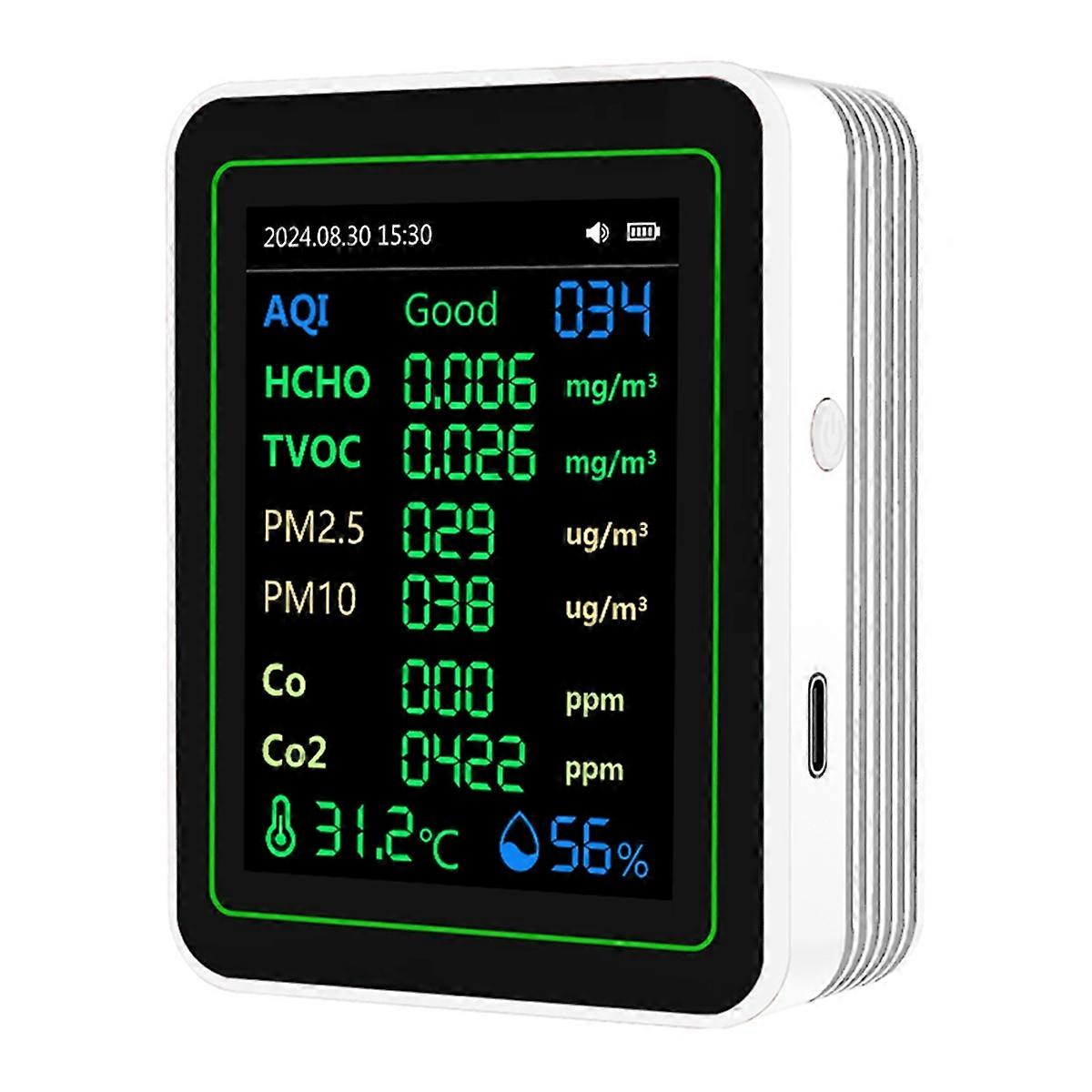 Air Quality Detector 12 in 1 Air Quality Tester Temperature/Humidity /Time/CO/CO2/Curve/TVOC//PM2.5/