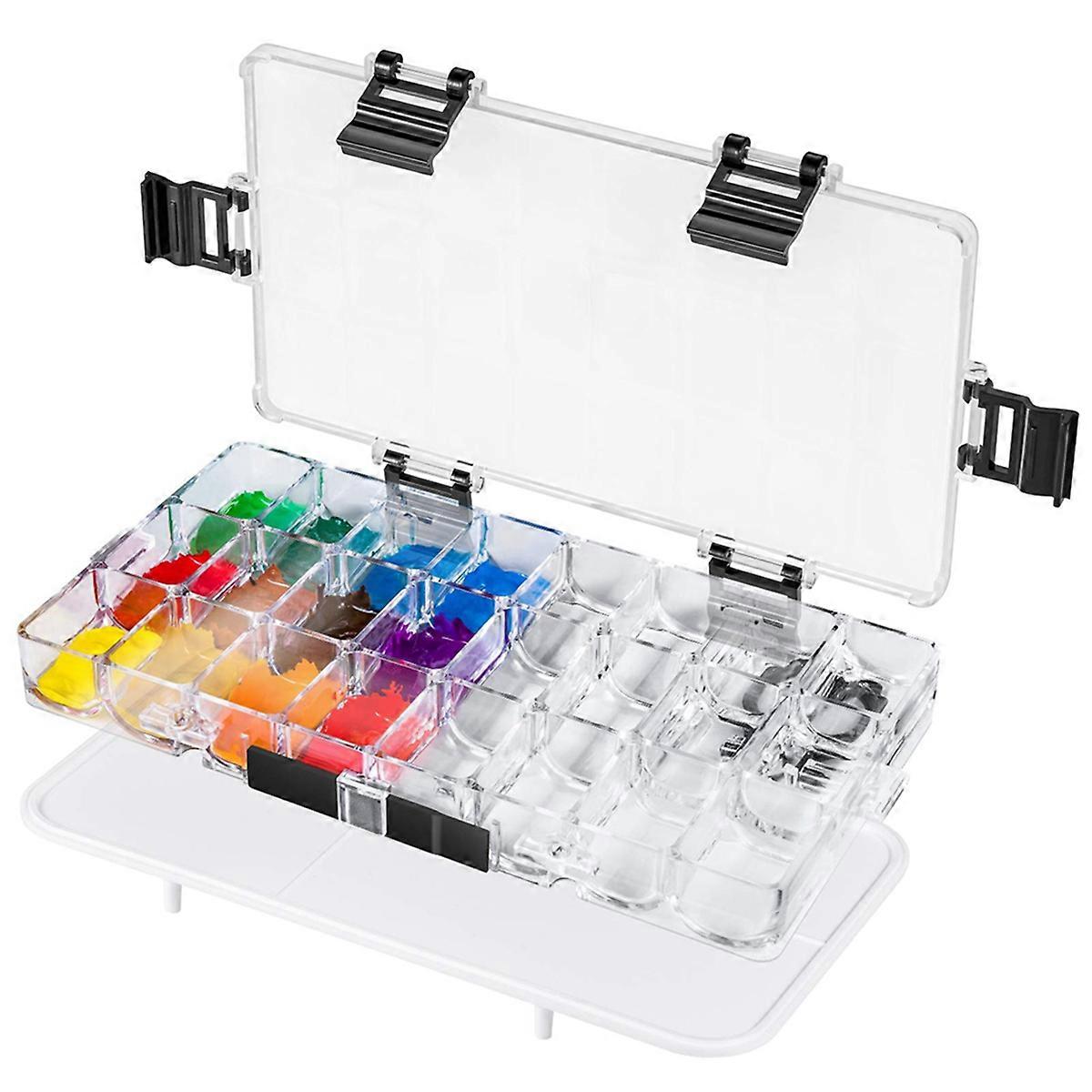 2X Paint Storage Palette Box, 24- Airtight Palette Case Stay Wet for Watercolor, Gouache, Acrylic an