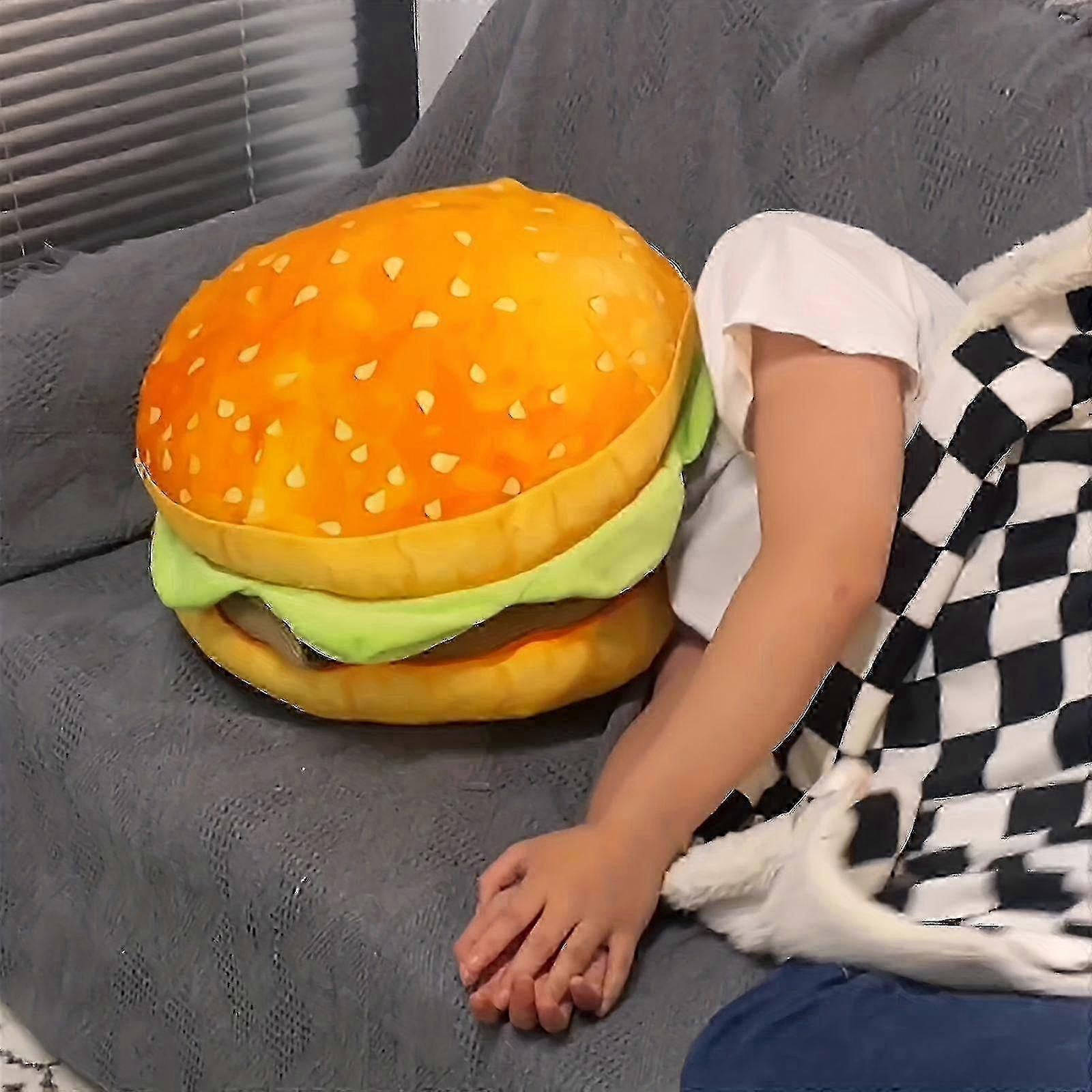 Large Plush Burger Pillow Cushion Realistic Hamburger Decorative Pillow 2025