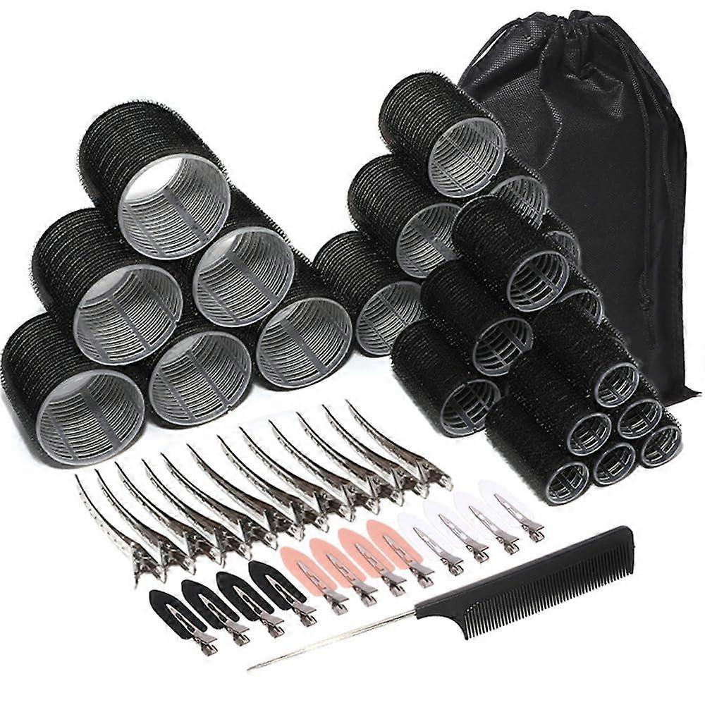 Hair Rollers With Clips, Velcro Curlers, Large Medium Small, Jumbo Roller, 50Pcs, 12 Duck Bill Clips, 12 No Bend Clips