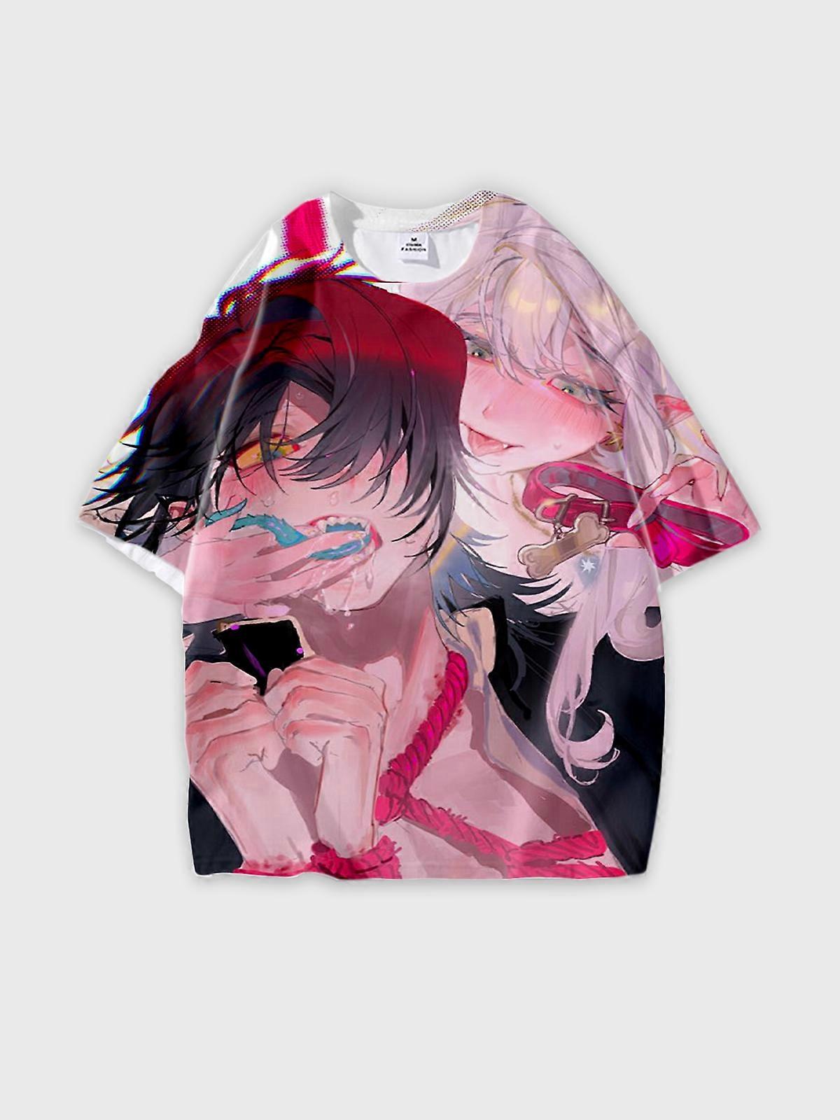 T-Shirt Short Sleeve Round Neck, Summer Casual Loose Graphic Tee, Unisex Pattern U2825