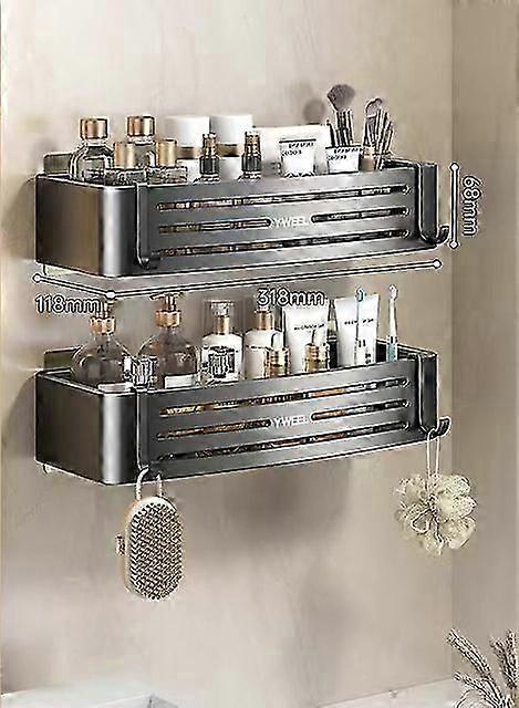بدون حفر ملحق الحمام رفوف الرفوف الشامبو ماكياج حامل تخزين الحمام ملحق الحمام الملحقات المثبتة على الحائط الحمام الملحقات Alumi