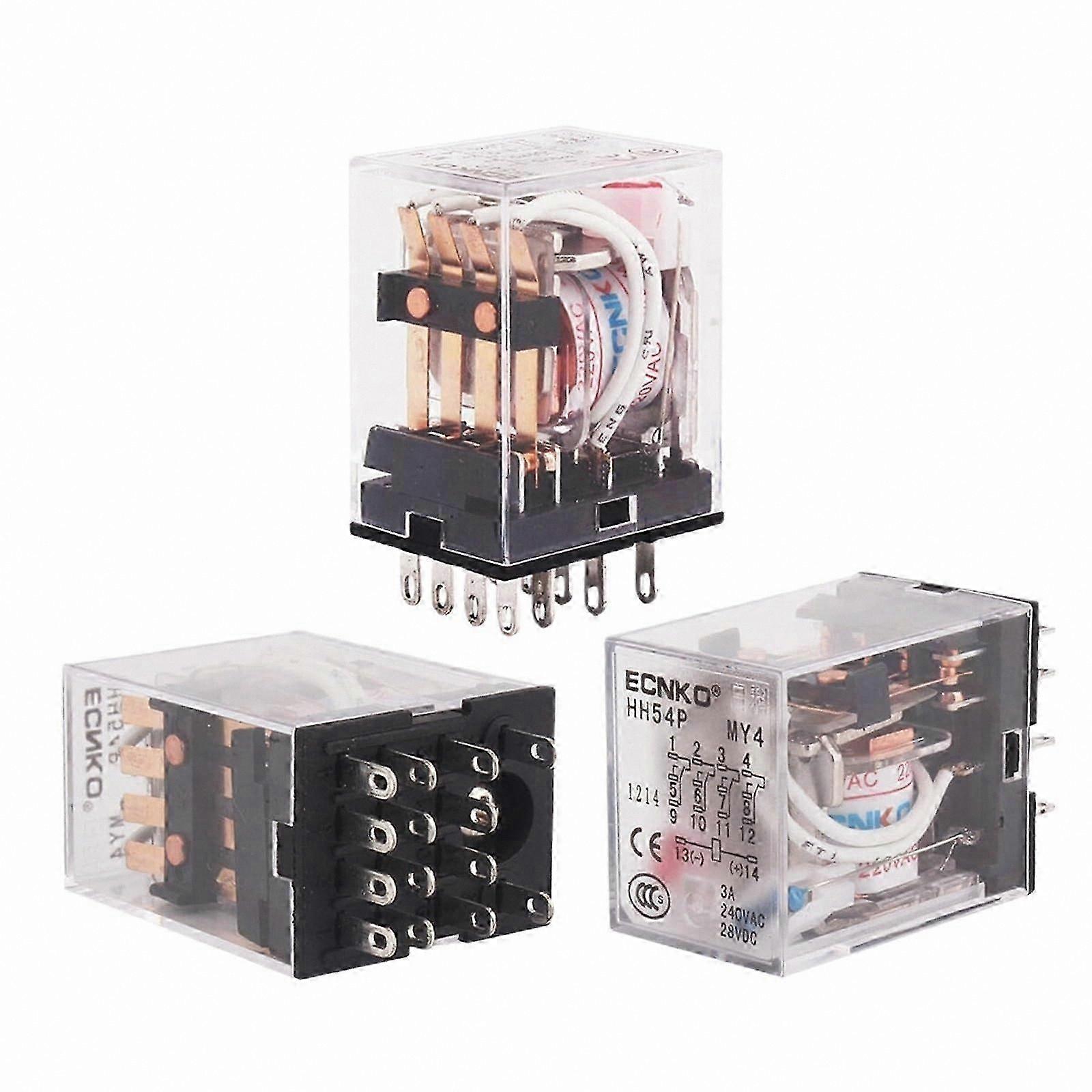 2-Pack 4PDT 14-Pin Relay Switch AC/DC 6V-380V Electromagnetic Coil Voltage Options