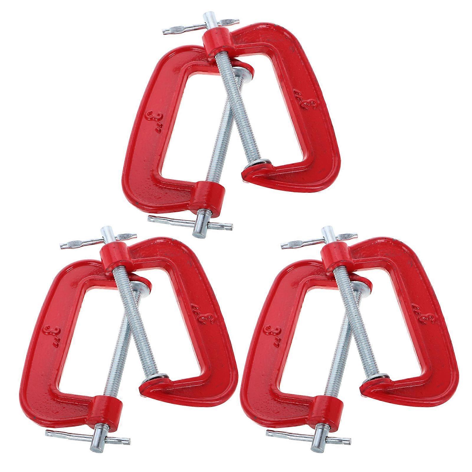 6pcs 3 Inch C Clamp Set With 77mm Jaw Opening Durable Red Metal Clamps for Woodworking Welding and Fastening Projects