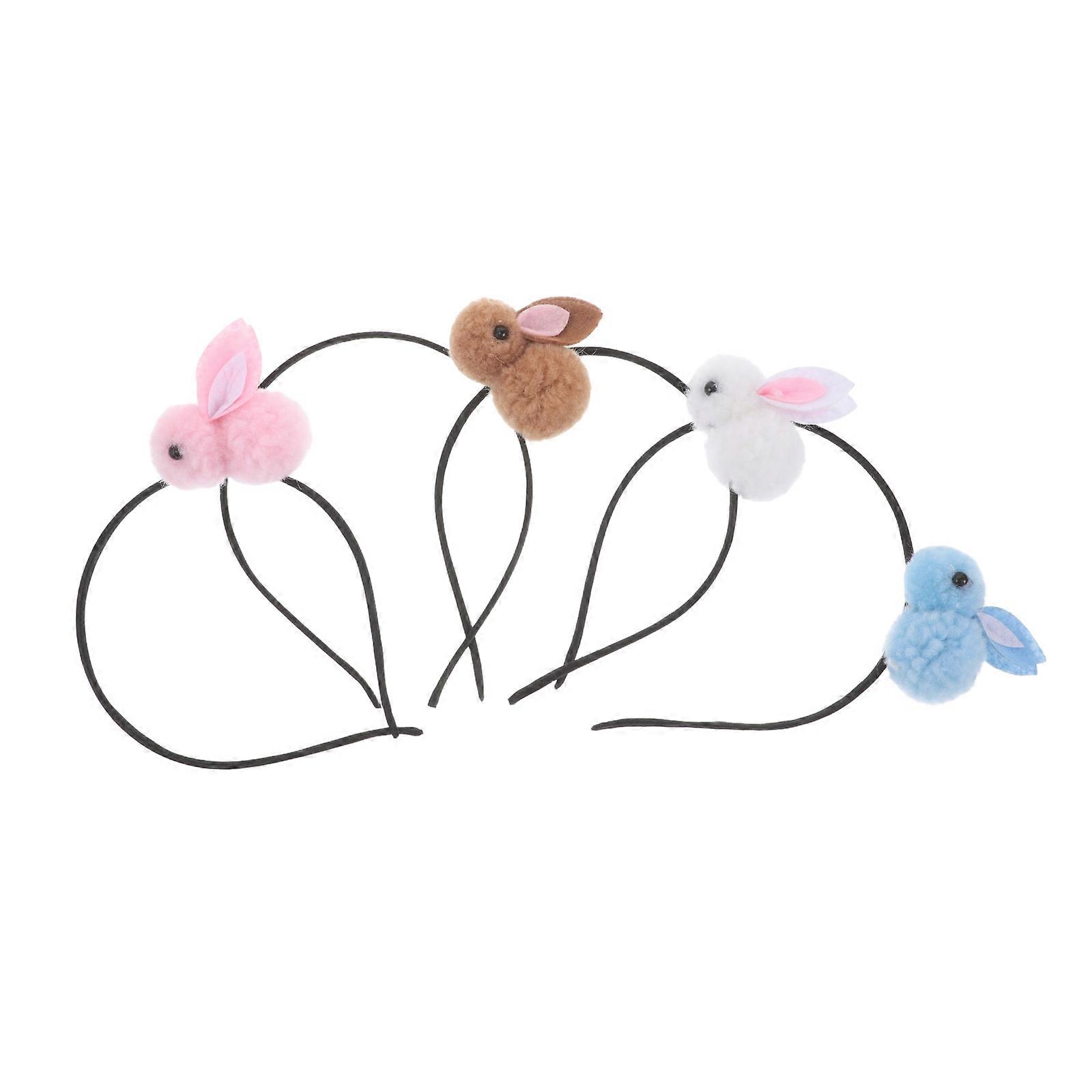 Easter Bunny Headband Plush Hair Accessories for Party 4Pcs Soft Comfortable