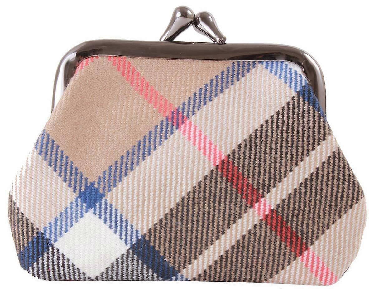 Locharron of Scotland Reiver Thomson Modern Small Coin Purse - Beige/Black/Blue