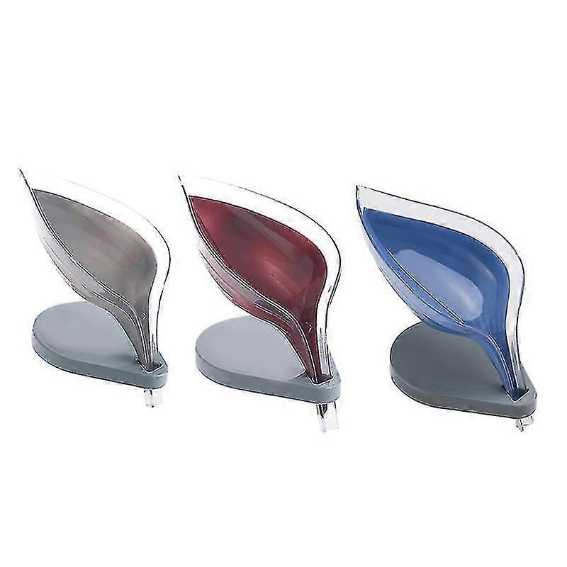 3-Pack Silicone Creative Leaf-Shaped No-Punch Soap Dish