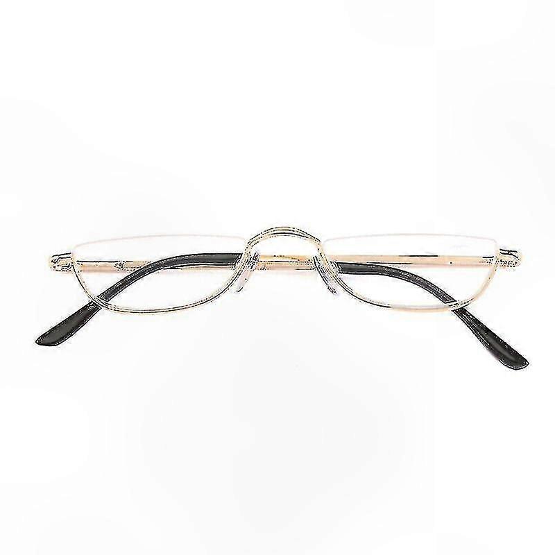 Semi Rimless Reading Glasses with Metal Spring Hinges Half Moon Design 1.0 to 4.0 Magnification