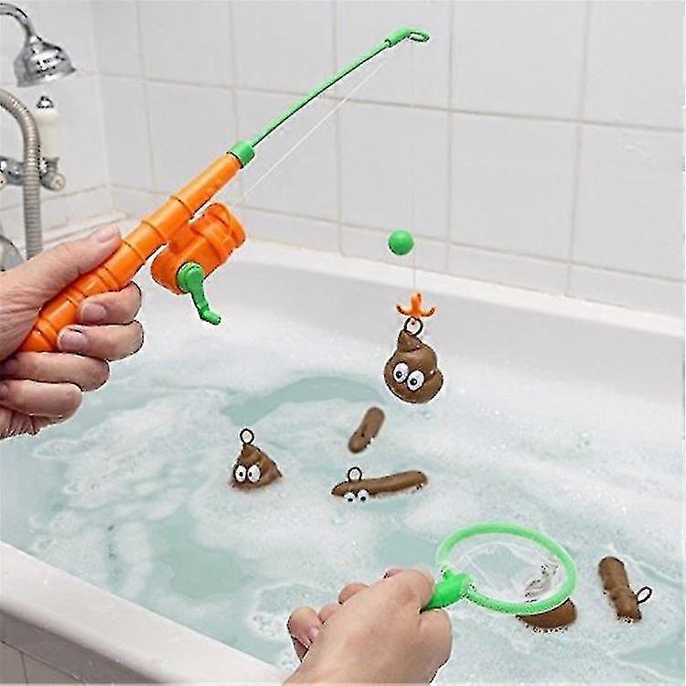 Floating Poop Game for Bathtub Fun Fishing Toy with Net for Kids