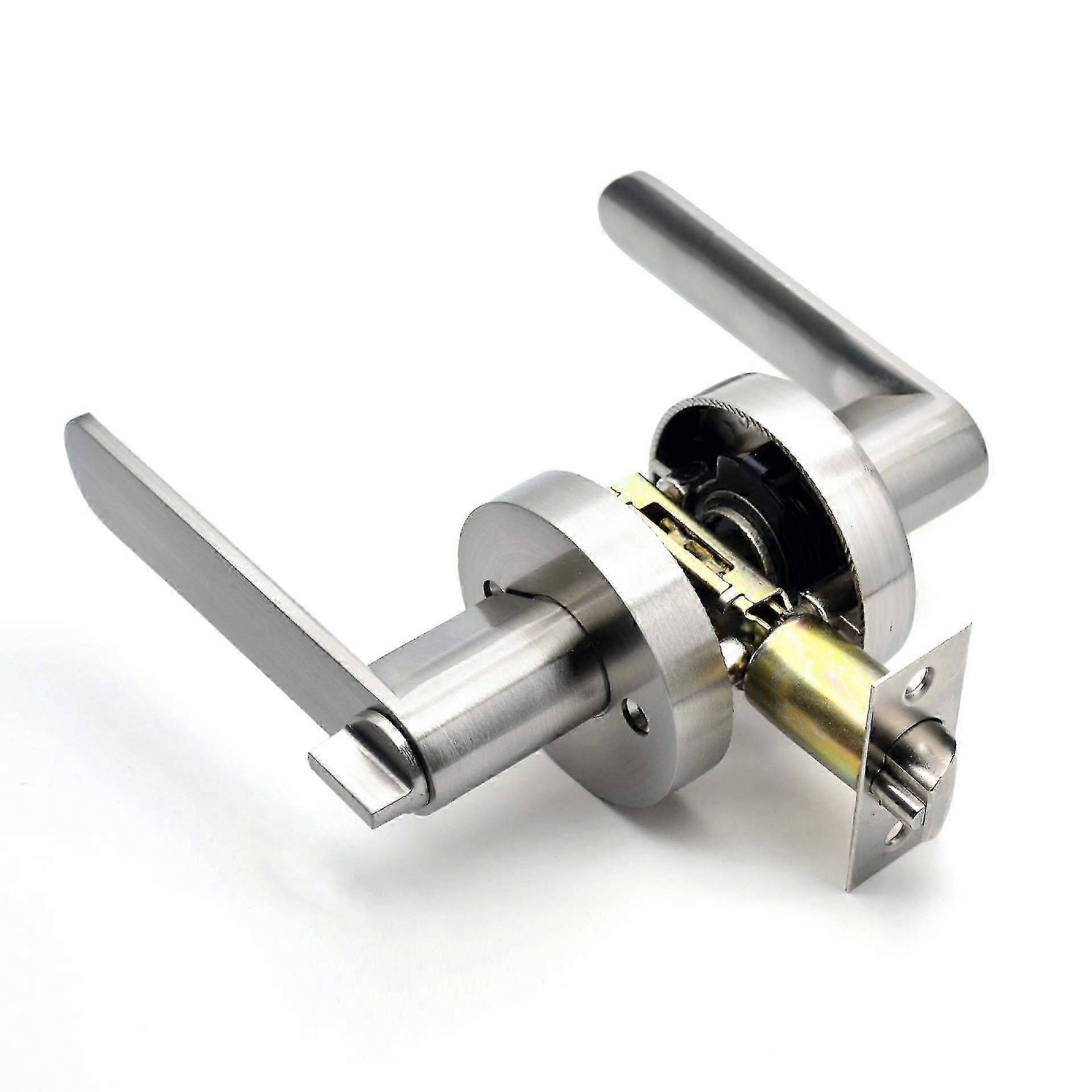 2025 Door Handle With Lock And Key, Chrome Door Handle Set, External Door Handle Lock, Bedroom Door Lock, 1 Pack