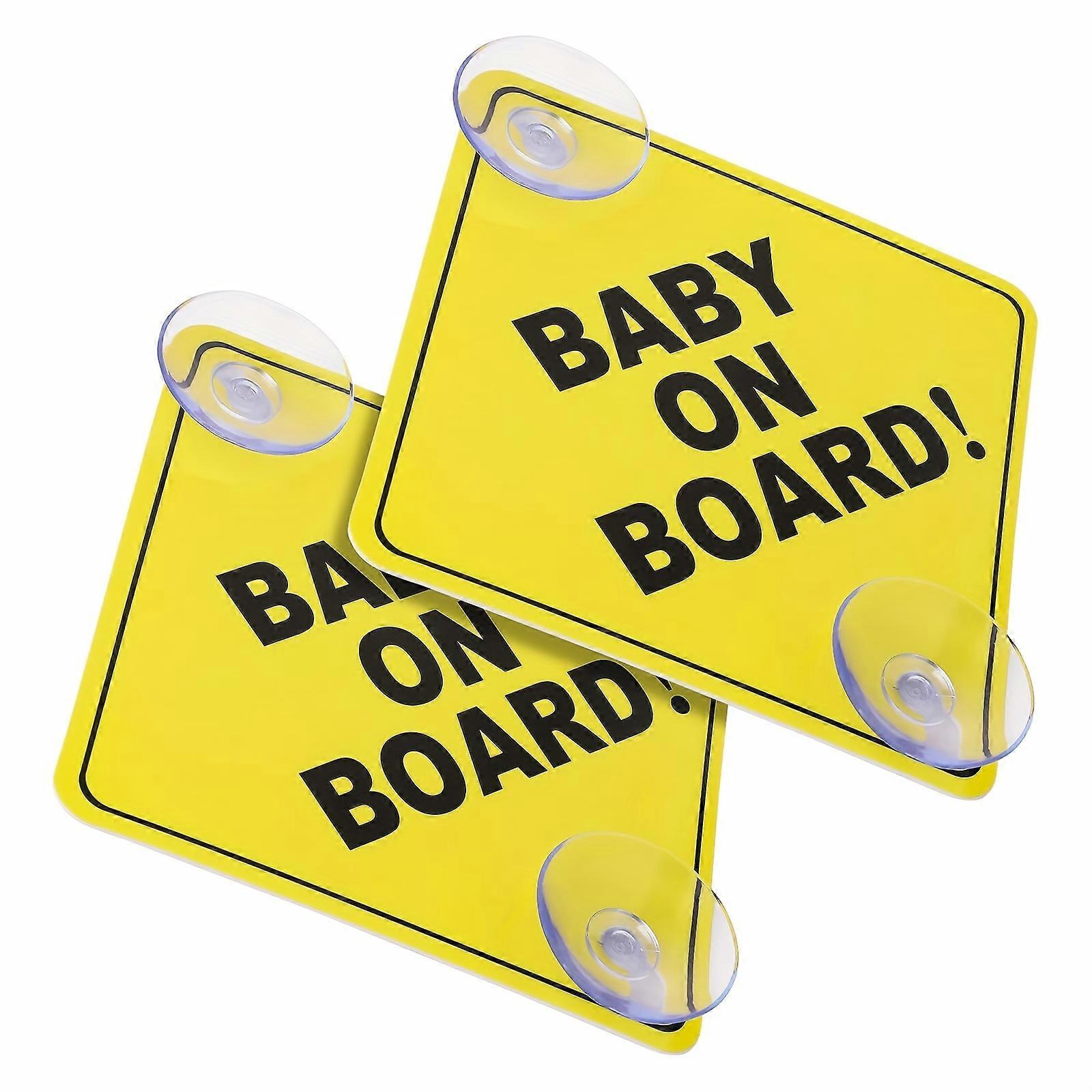 2 PCS Baby On Board Sticker For Cars, Baby On Board Warning Signs With Suction Cups, Durable And Strong Without Residue