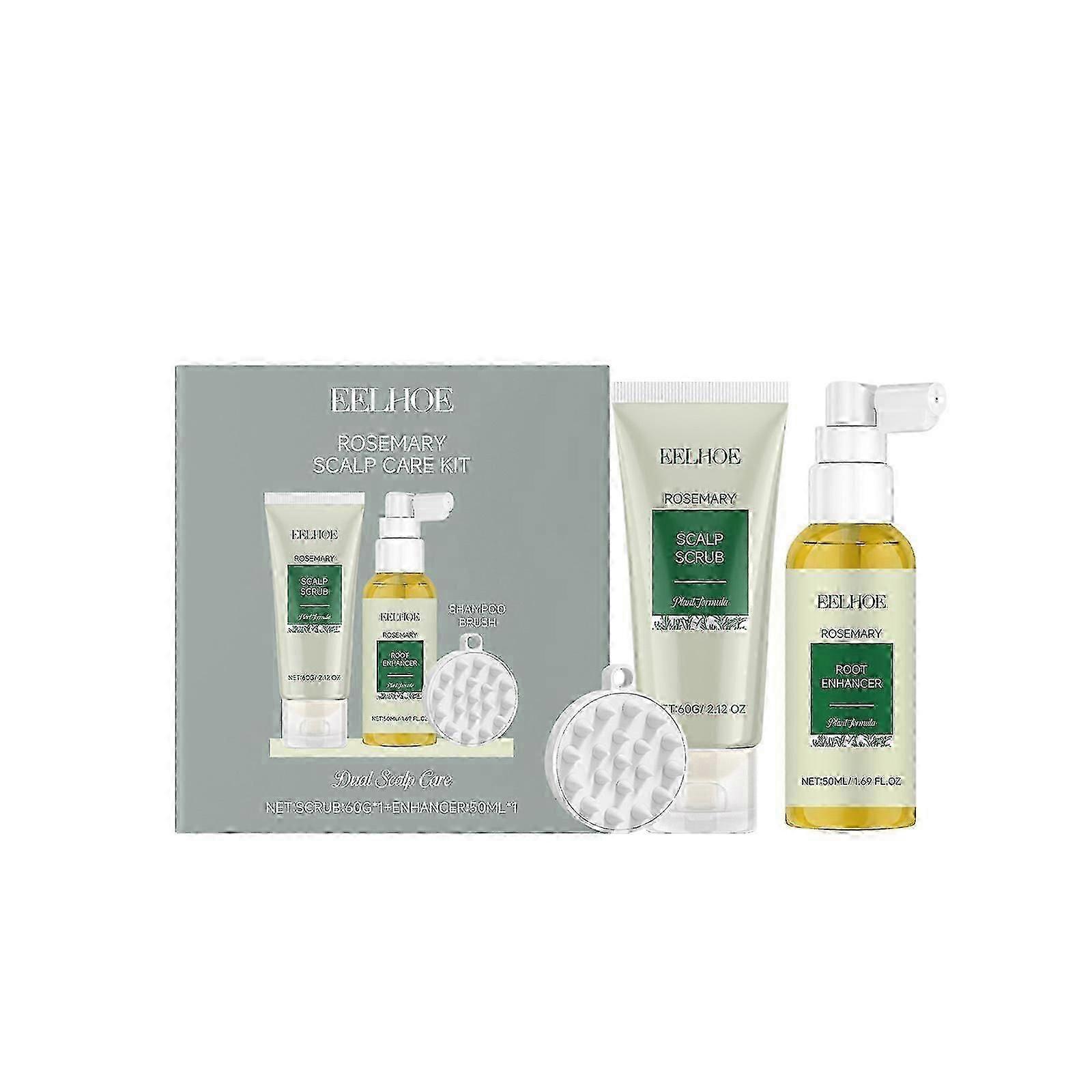 Set cadou ExquisiteRosemary Scalp Care - Tratament hidratant al scalpului cu scrub pentru scalp cu rozmarin, spray pentru îngrijirea părului și perie dublă pentru scalp - Gentle Clean & Nou