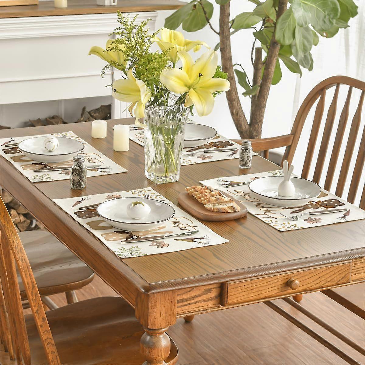 Easter Bunny Placemats Faux Linen Egg Placemats Party Banquet Decoration Table Mats