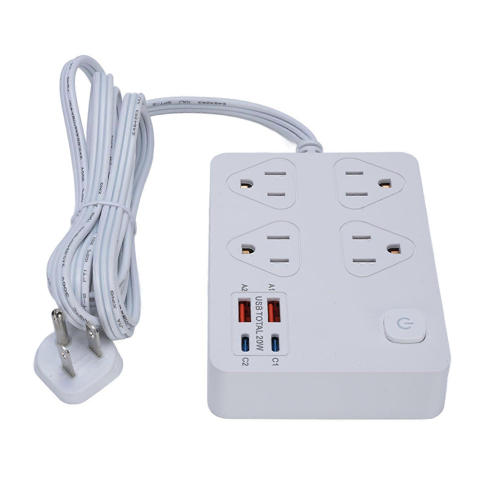 Ultra Thin Flat Plug Power Strip High Security Fast Charging Outlet Extender Strip with 20W Type C 18W USB Ports for Home White