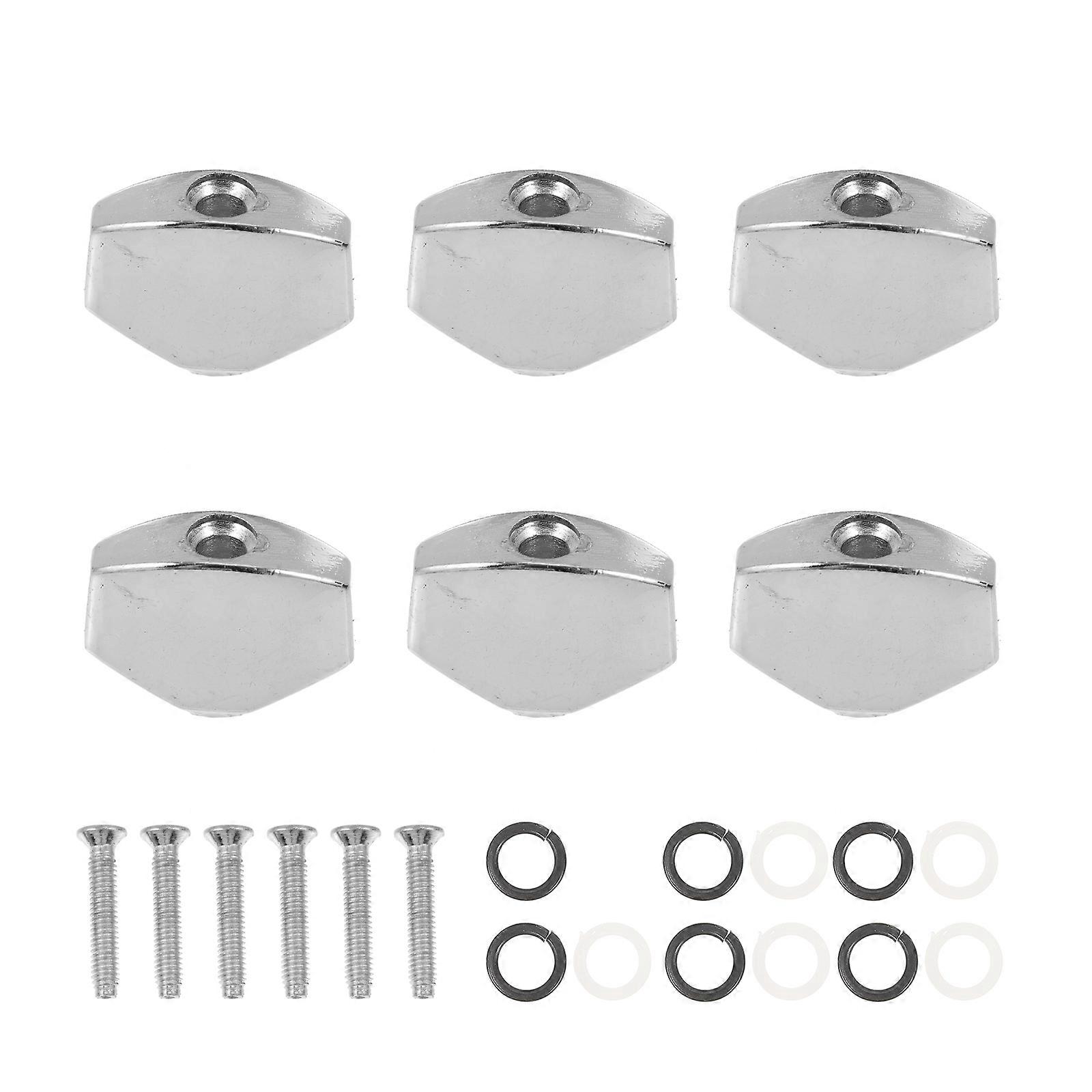 Durable Guitar Tuner Handles Silver Metal for Precise String Tuning 6Sets