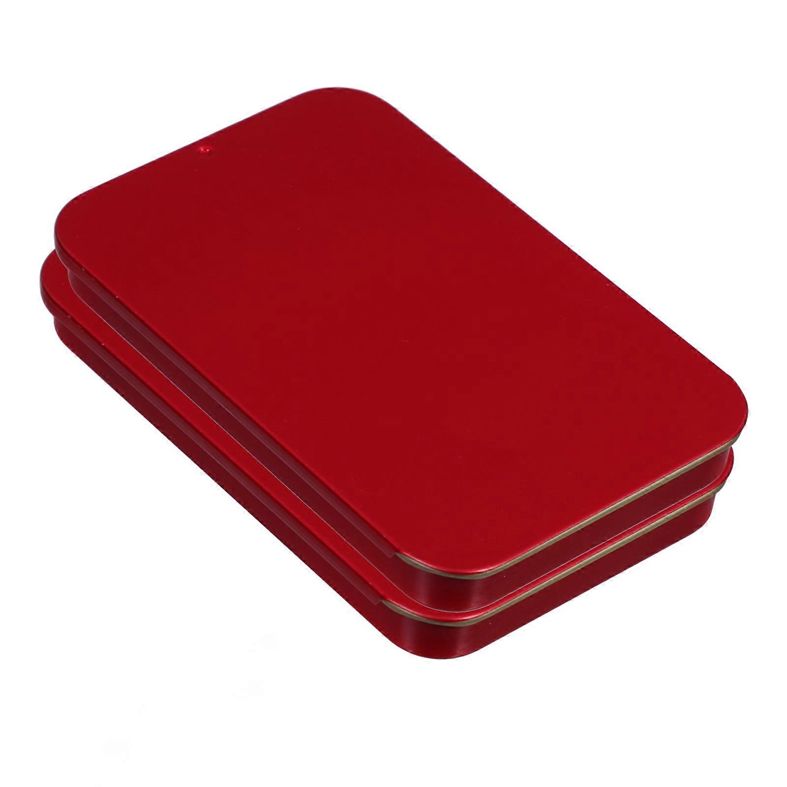 Mini Tinplate Box Push Pull Storage Can for Storage 8Pcs Red Metal Container