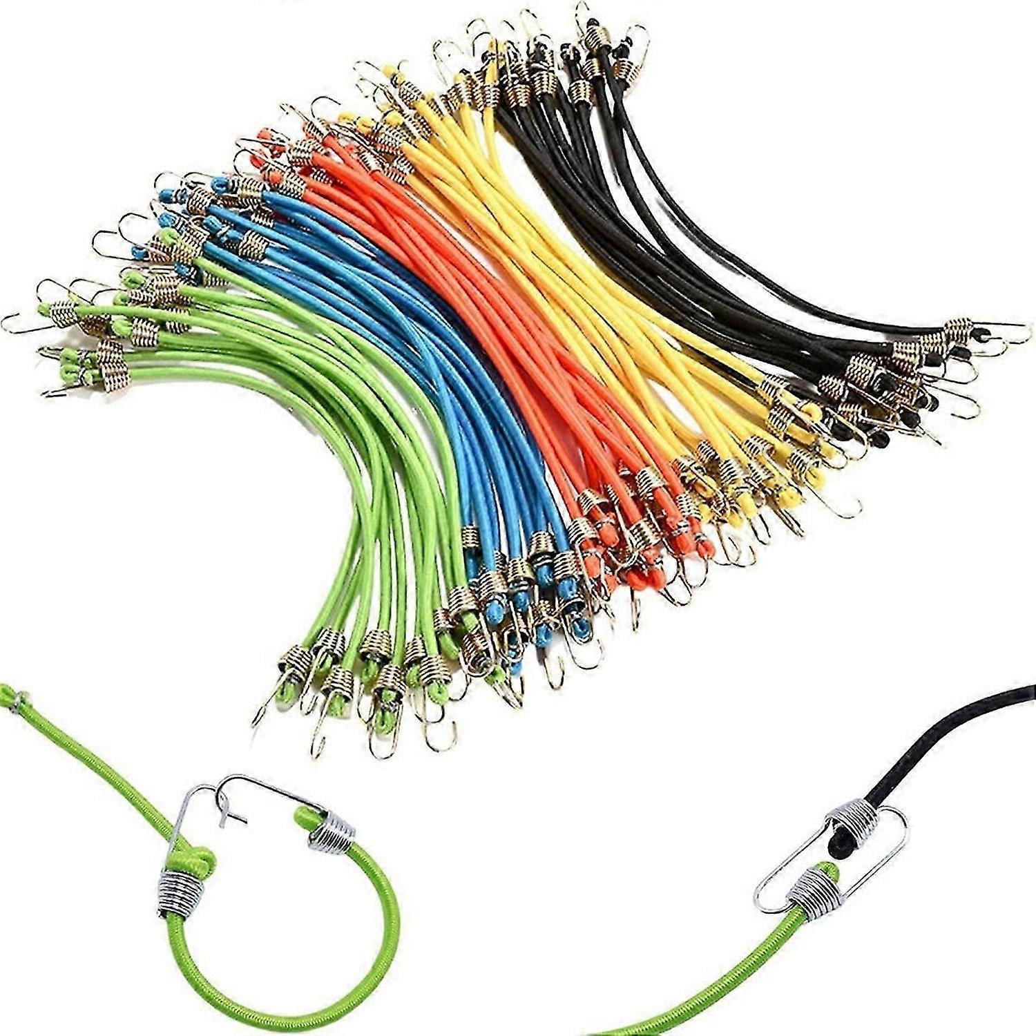 Small Bungee Cords with Hooks 12 Pack, Adjustable Rubber Elastic Cords for Luggage Roof Rack Hanging
