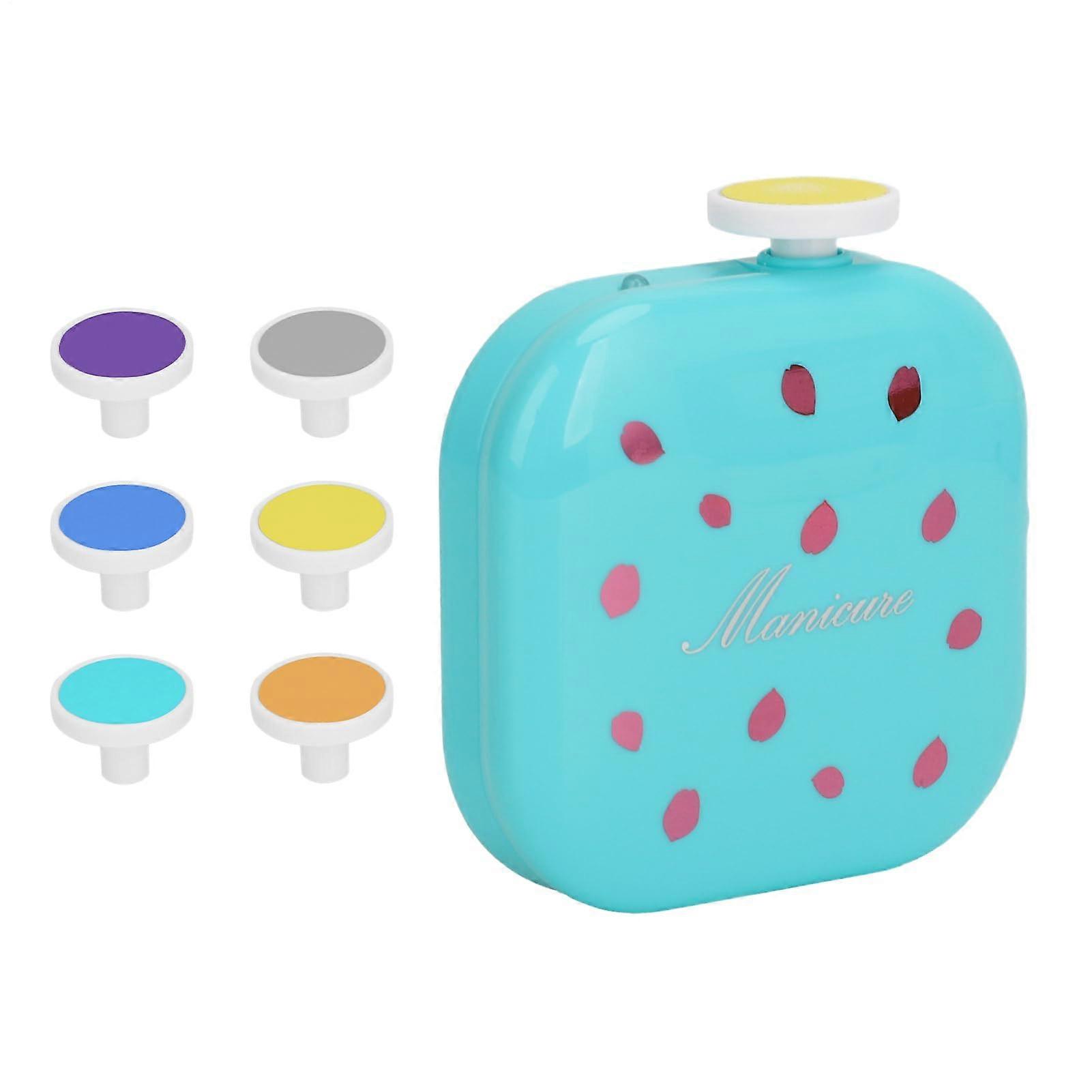 Electric Nail File Set For Kids USB Rechargeable Toddler Nail Trimmer With LED Light Blue Low Noise