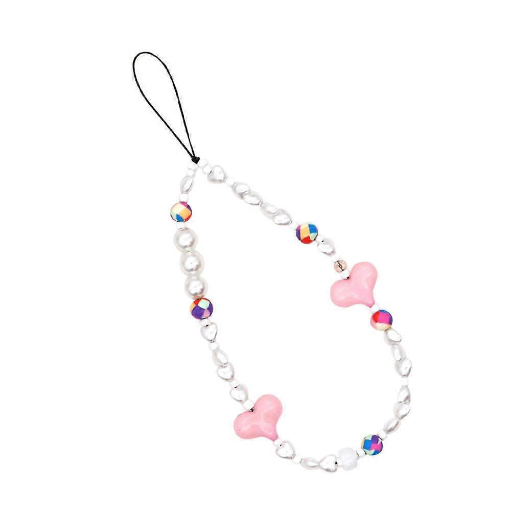 Delicate Phone String Hand Wrist Strap Heart Shape Beads