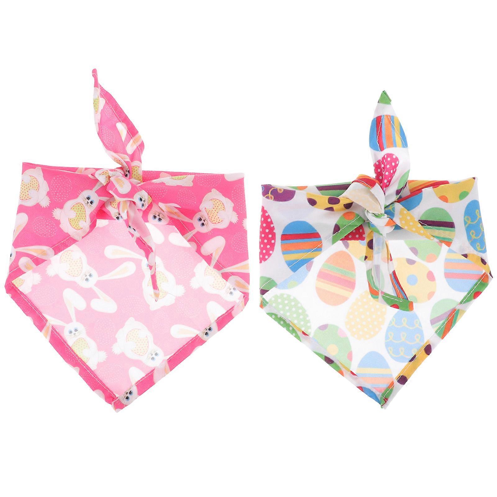 Pet Dog Bandana Easter Rabbit Pattern for Pet Use with 2Pcs Set