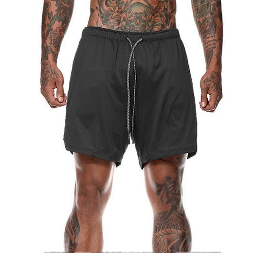 Man Summer Shorts Quick Dry for Running Gym Workout Black Pants