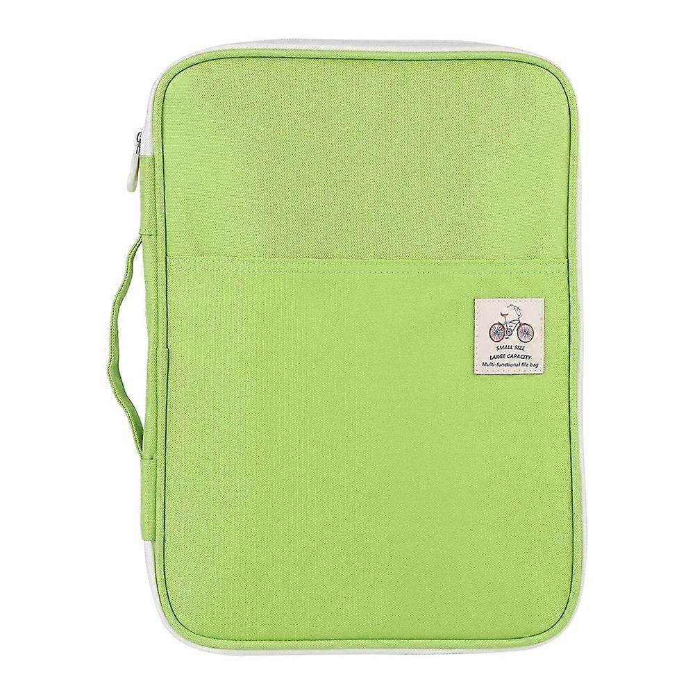 A4 Document Bag File Folder Portfolio Organizer Computer Notebook Zippered Case (Light Green)