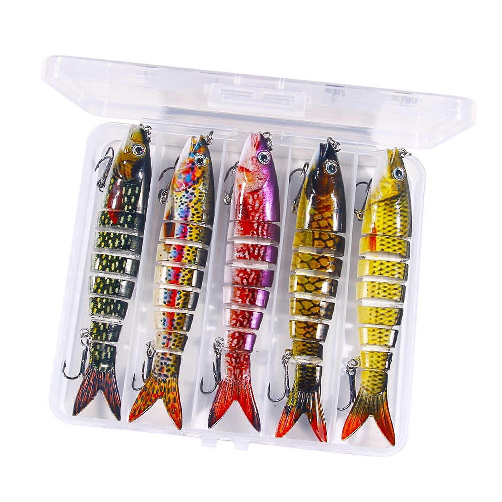 Fishing Baits 5Pcs MultiSection Jointed Wobblers Soft Lures Crankbait Sinking Treble Hook Casting Swimming Lures
