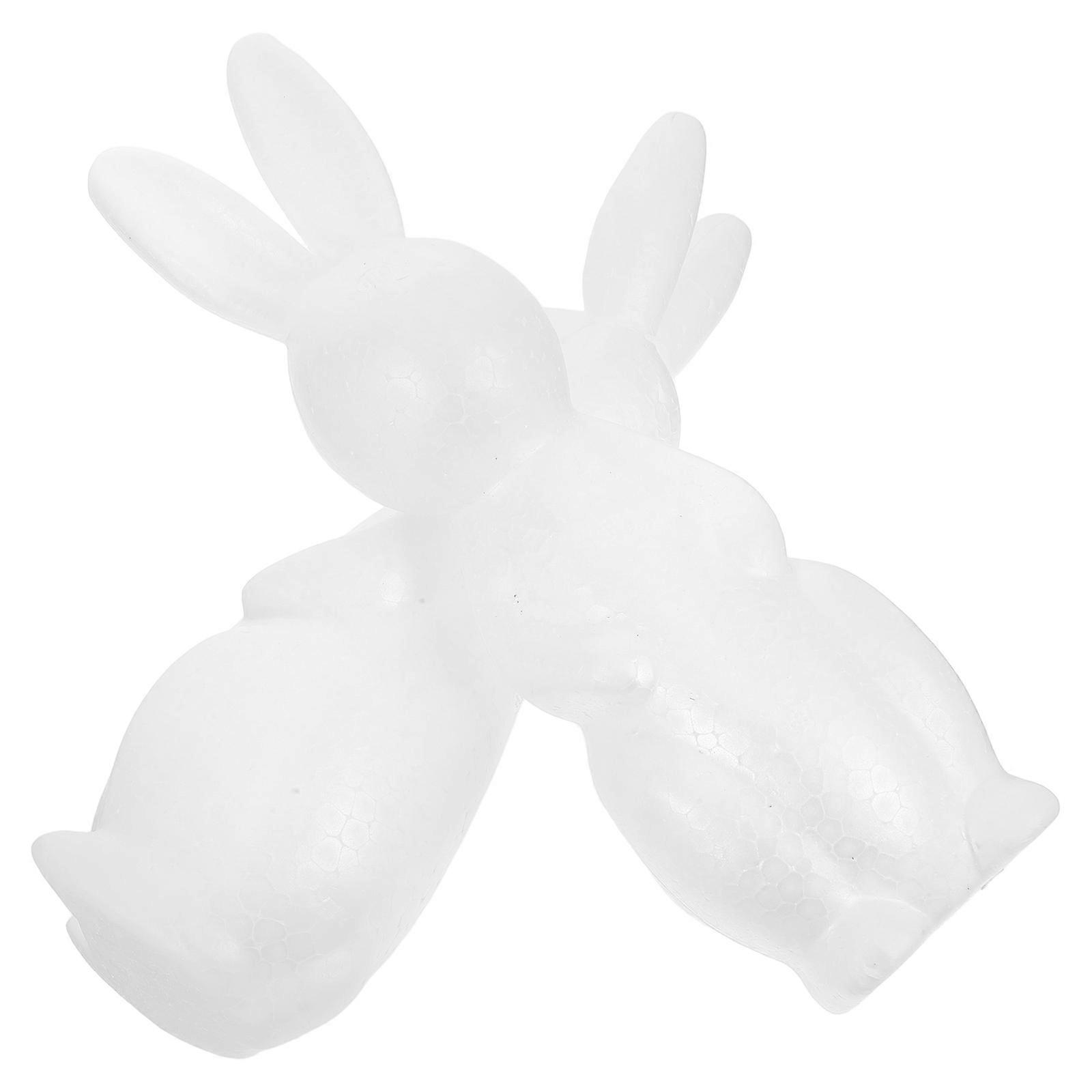 White Foam Rabbit Craft Model for DIY Painting 8Pcs Set